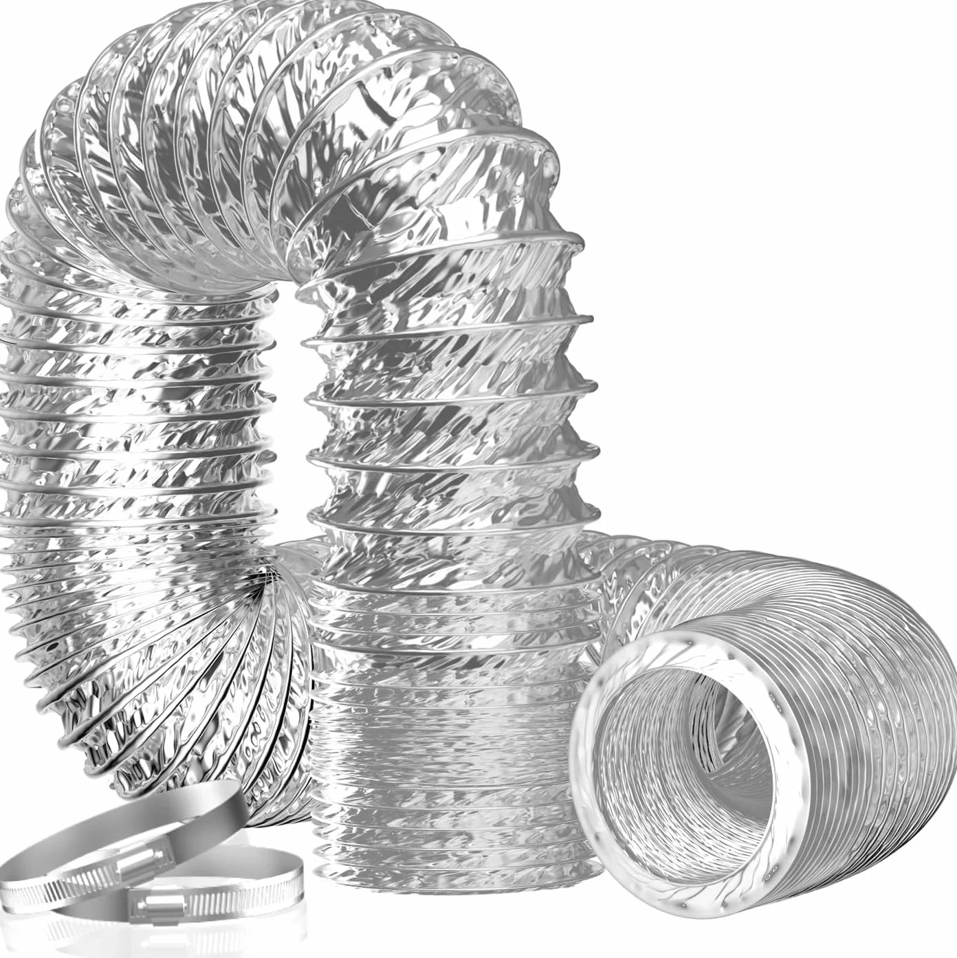 Hon&Guan Tubo flexible de aluminio de 200 mm Longitud 5 m, Manguera Flexible de Aluminio para Secadora, Campana Extractora, Ventilador de Tubos, Aire Acondicionado