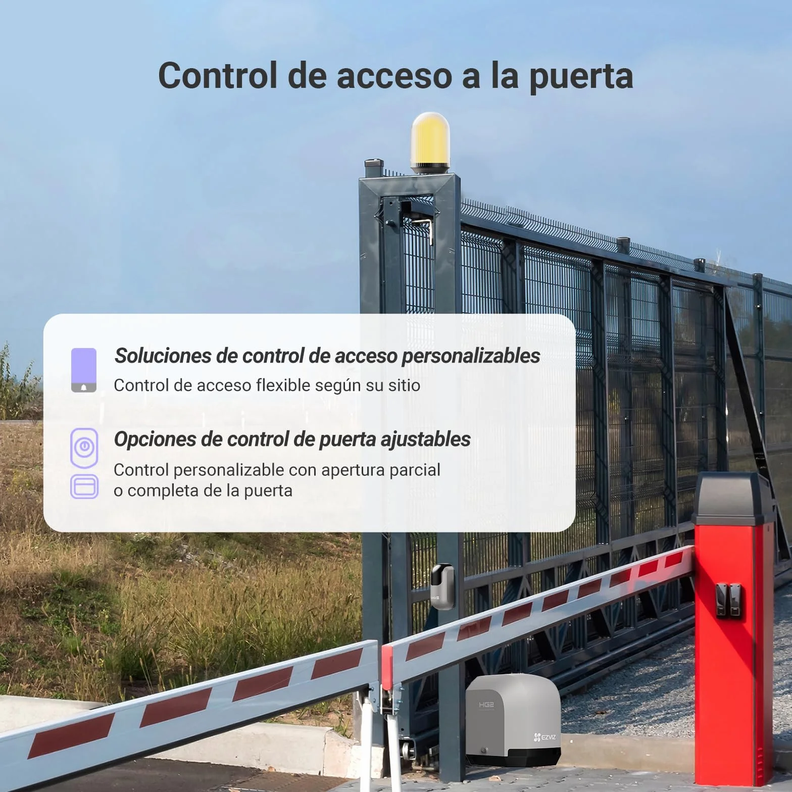 EZVIZ Motor Puertas Correderas Exterior 400 kg, con 4 Metros Cremallera de Nailon y Acero, Dos Mandos a distancia, una Luz de Alarma, Wi-Fi/Bluetooth, Instalación de dos cables, Impermeable, HG2 400