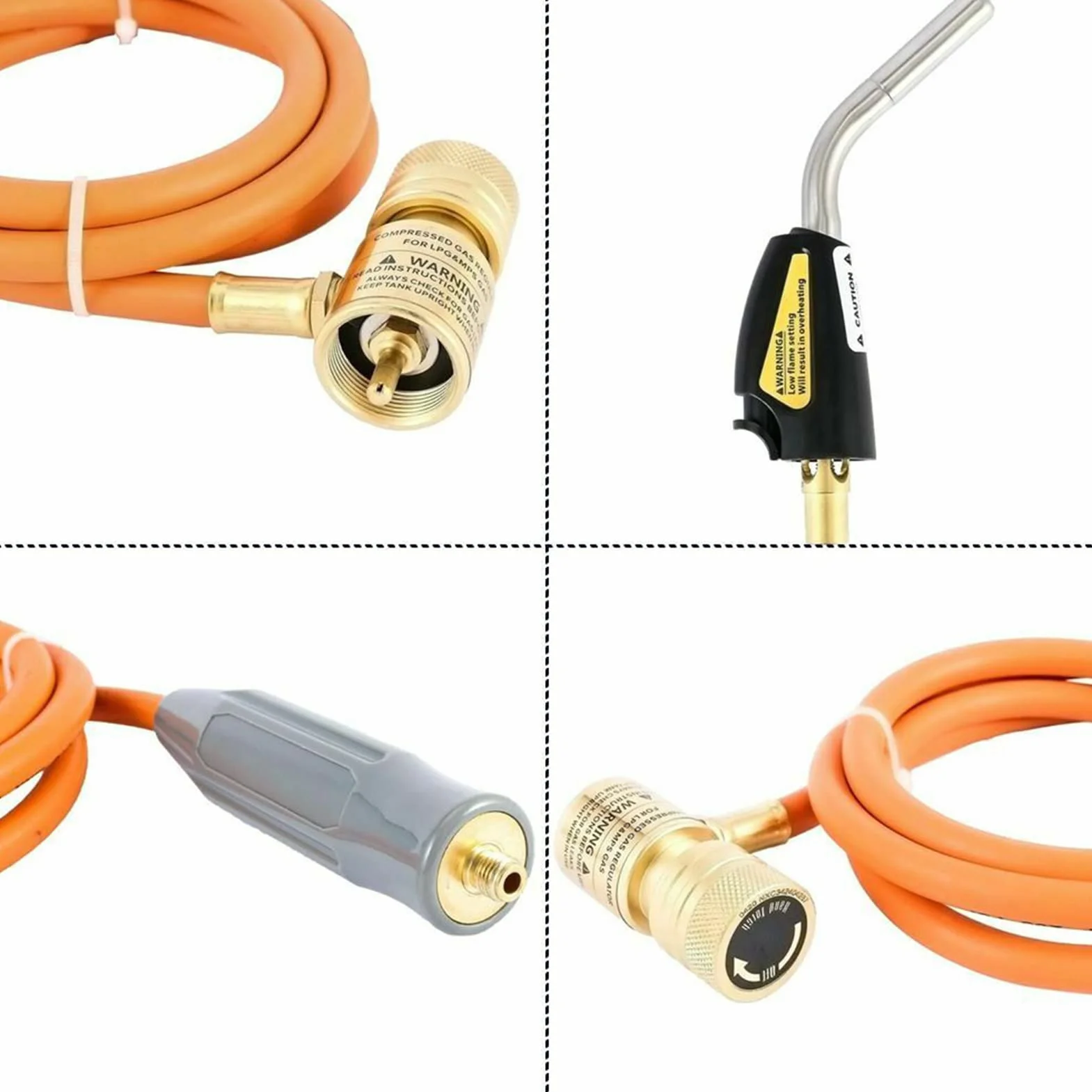 Antorcha de soldadura de autoencendido con kit de manguera para soldadura fuerte, fontanería, refrigeración, reparación de refrigeración, válvula reguladora de llama ultrafina ajustable, espiral de
