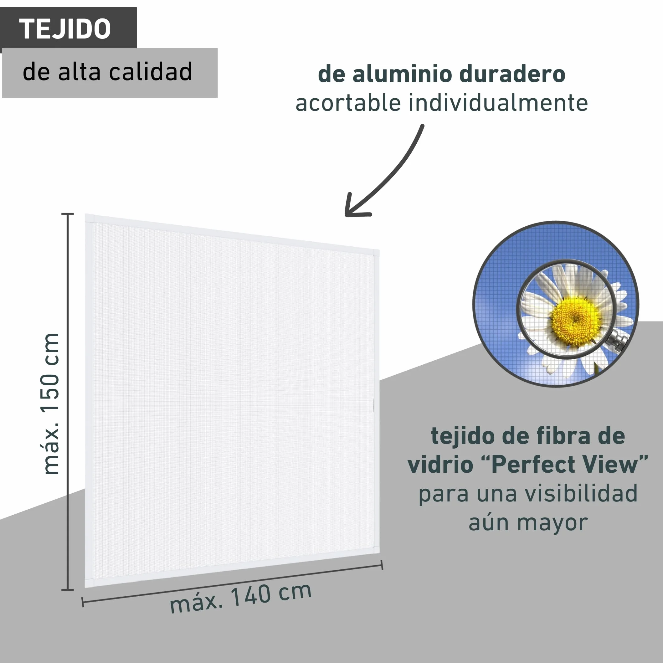 Windhager Mosquitera Marco Tensor Expert, mosquitera Marco de Aluminio para Ventanas 140 x 150 cm, Blanco, 04338
