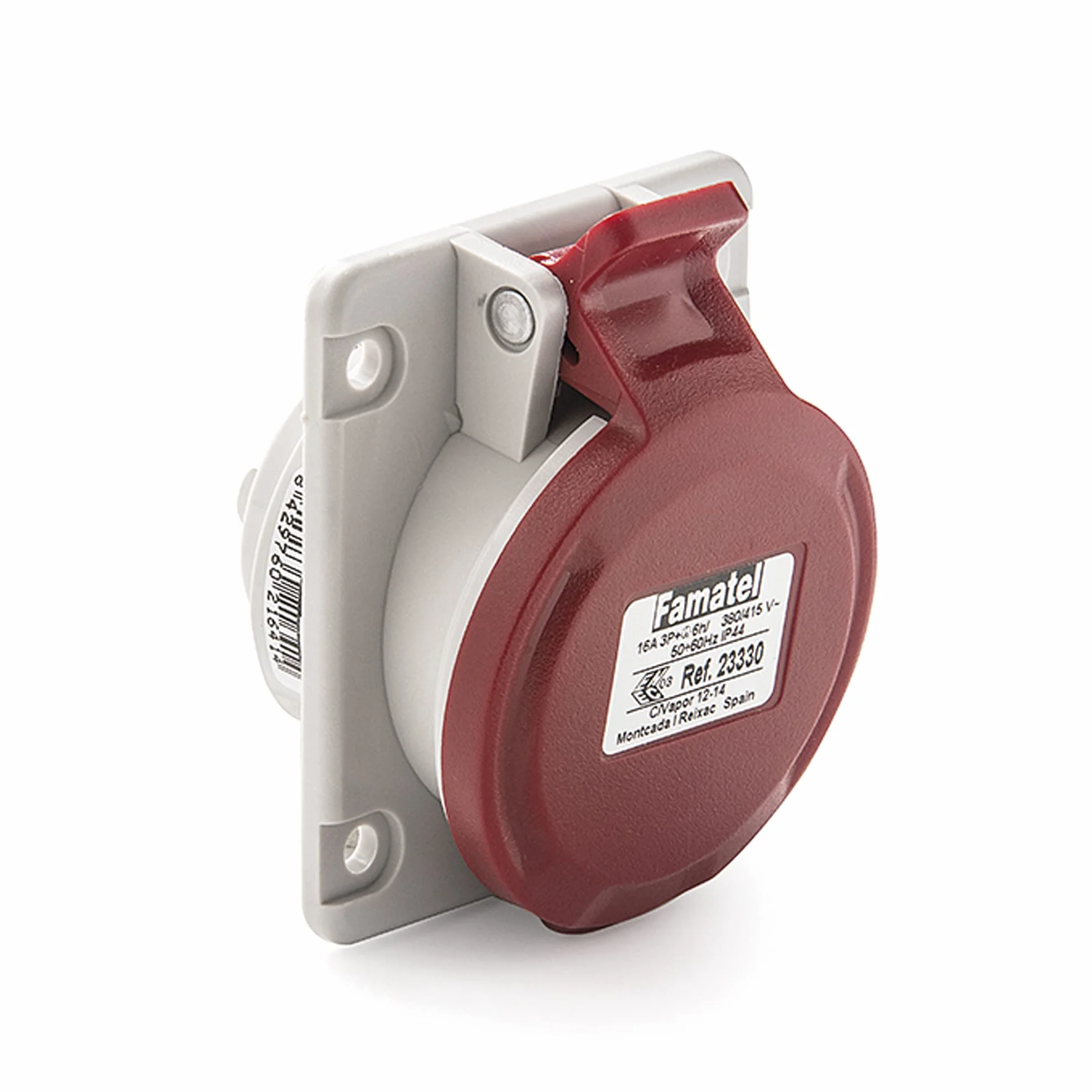 FAMATEL - Base empotrar IP44 | 3P+T | 32A | 380-415V | Rojo