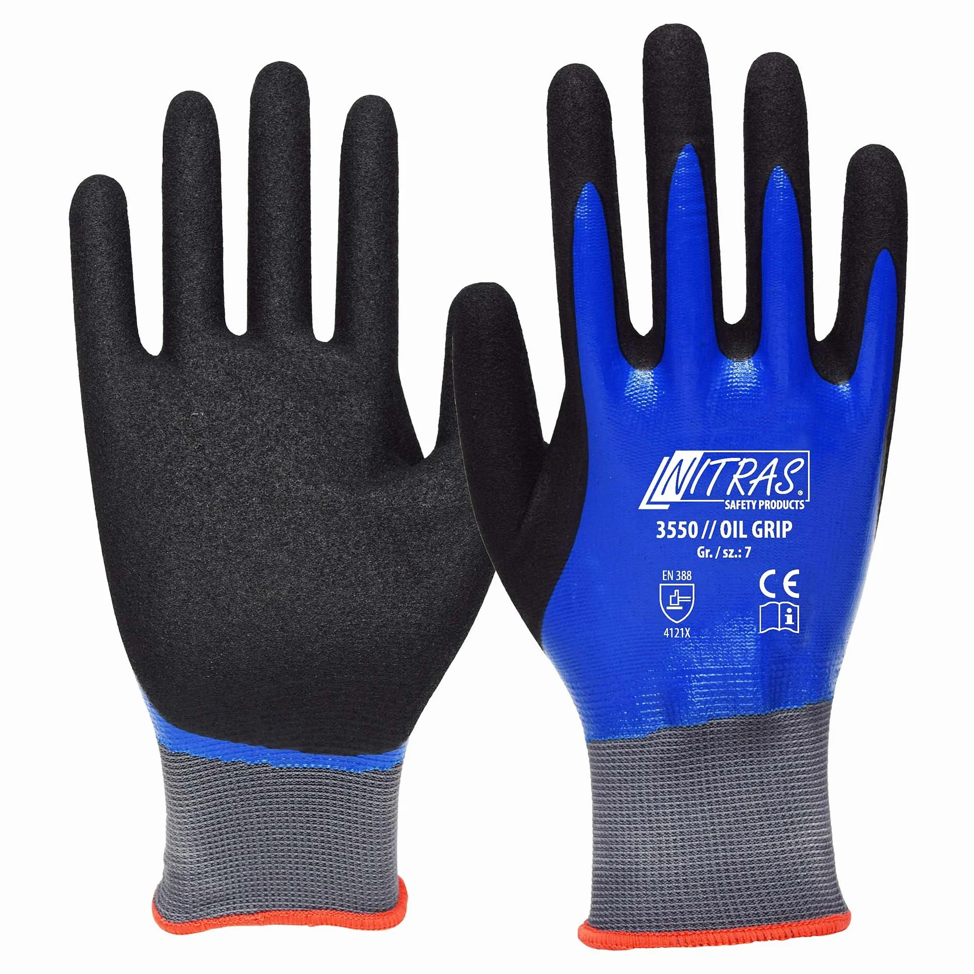 12Paar Nitras Schutzhandschuhe OIL GRIP, Größe 10, grau