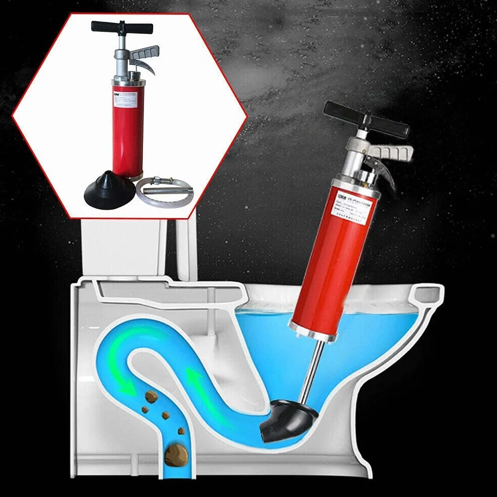 Desatascador de desagüe bomba de aire multifuncional bomba de limpieza pistón de desagüe, bomba de limpieza para diámetro de tubo 30 - 130 mm
