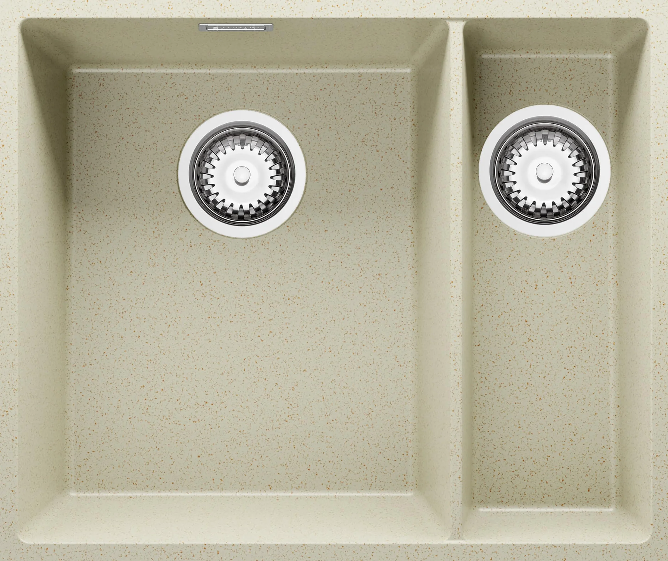 Fregadero bajo Encimera Beige 56x47cm, Fregadero Cocina 1,5 Senos + Sifón, Granito al mueble 60cm - London Duo de Primagran