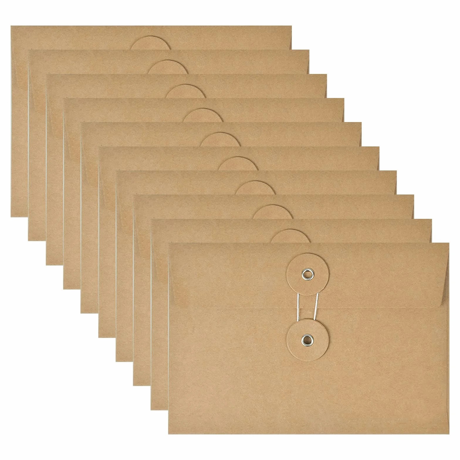 10 Sobres Kraft Billetes de Recibo Carpeta de Archivos, Organizador de Documentos de Bolsillo para Proyectos Soporte de Almacenamiento con Cierre de Corbata, Bolsa Reutilizable para Folleto de Oficina