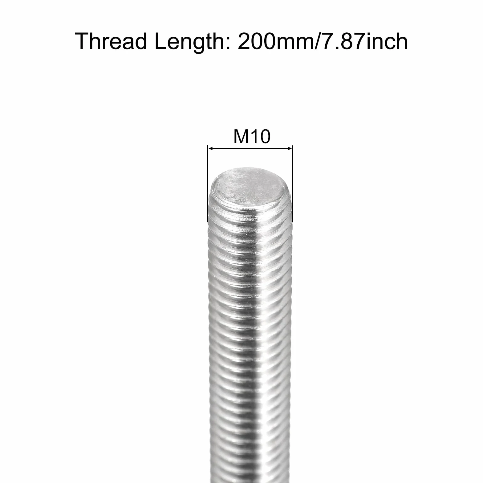 QUARKZMAN Varilla Roscada Completa M10 x 200mm Paso de Rosca 1.5mm Acero Inoxidable 304 Varillas Roscadas a La Derecha Barra de Pernos Paquete de 10
