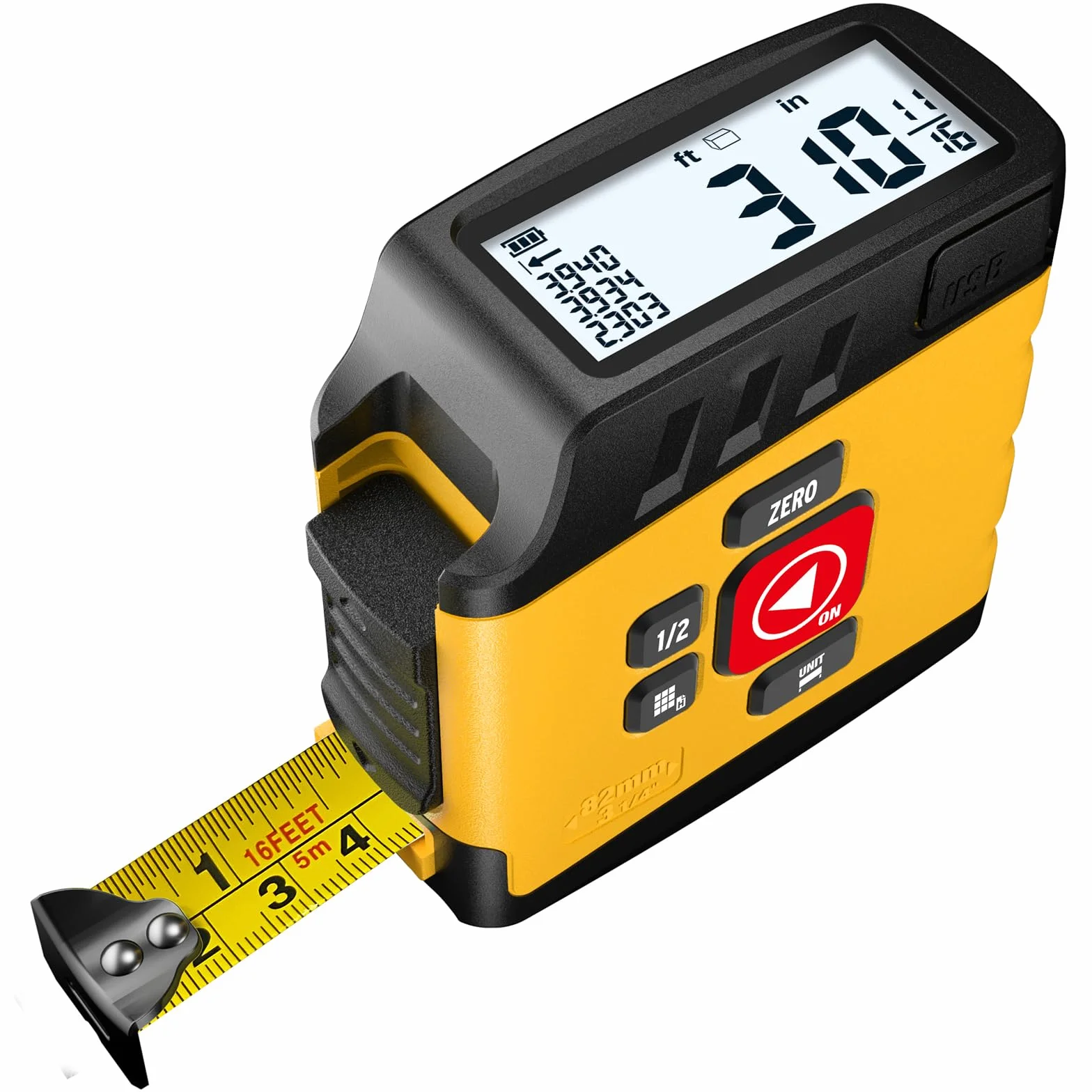 Cinta métrica digital 2 en 1 5M inteligente impermeable recargable modo Pitágoras