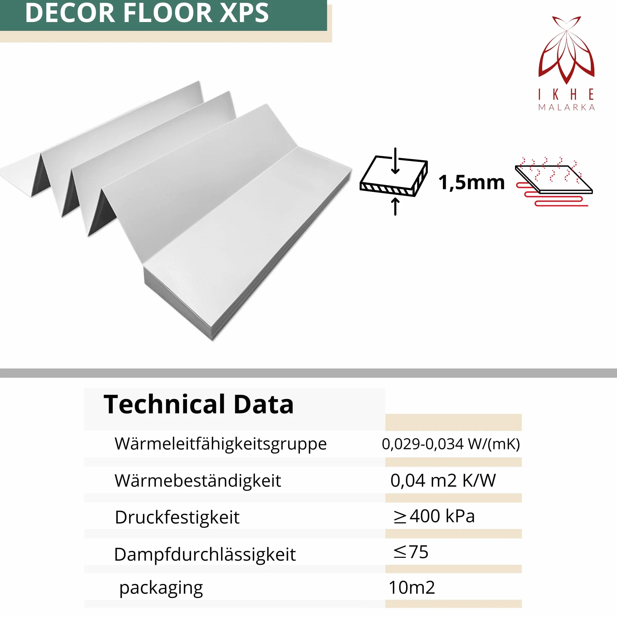 40 m², suelo de vinilo LVT, 1,5 mm, aislamiento acústico, aislamiento térmico, aislamiento acústico ≤ 400 kPa (10 m² x 4)