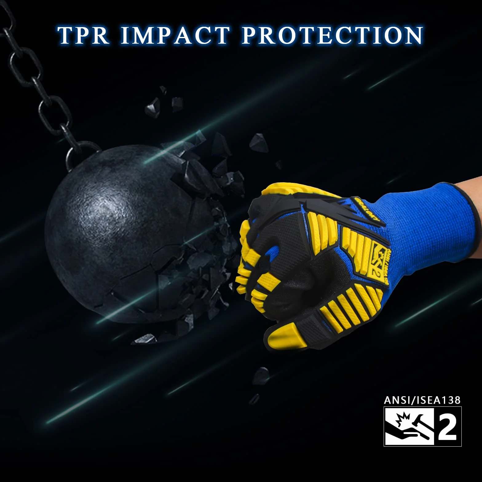 3 pares de guantes de trabajo, guantes resistentes a los impactos con goma para hombres y mujeres, guantes de nitrilo resistentes a cortes para pantalla táctil, guantes mecánicos duraderos