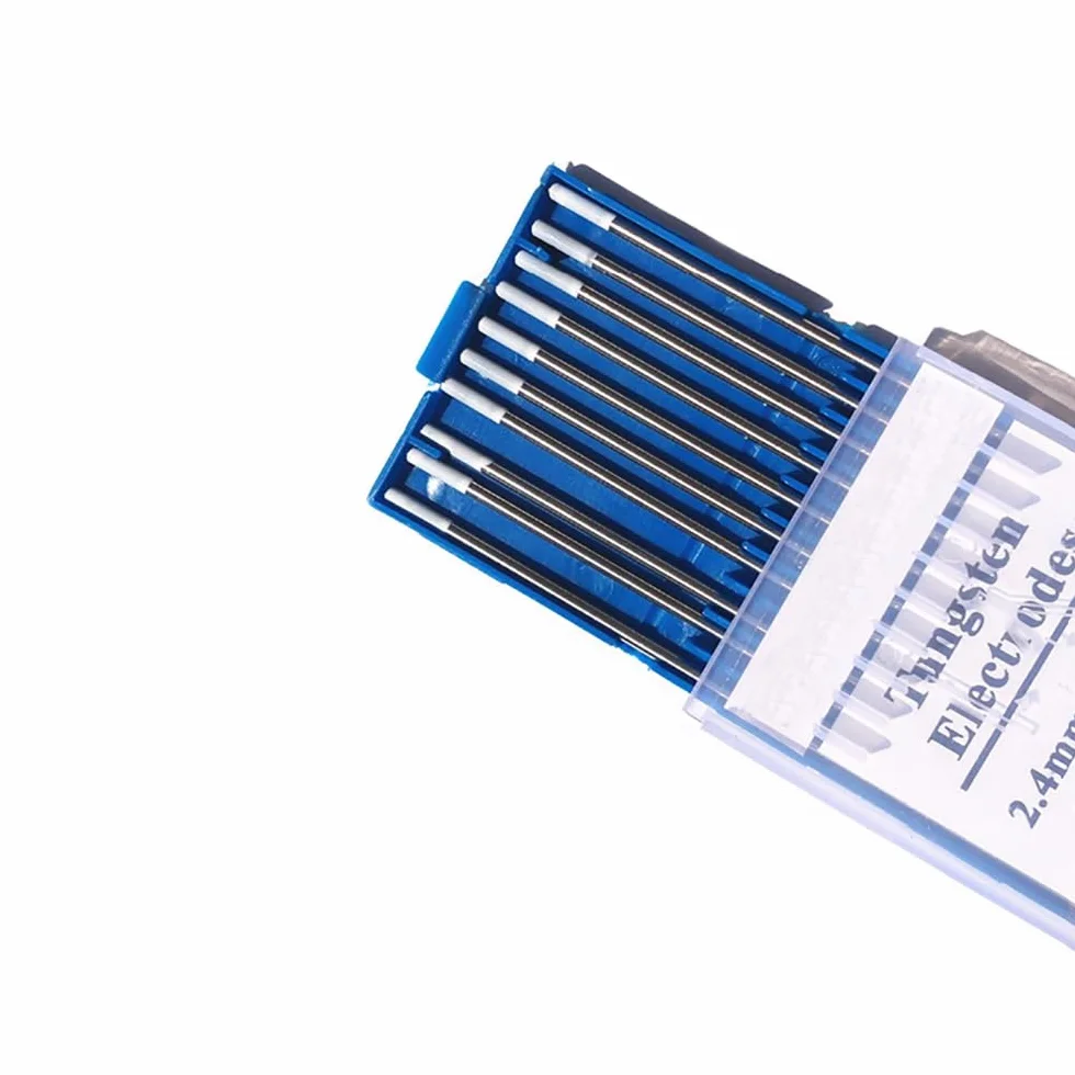 10 piezas de electrodos de tungsteno para soldar, varilla de electrodos de soldadura TIG de 2,4 * 150 mm, tungsteno circoniado WZ8 con punta blanca para aleación, aluminio, metal