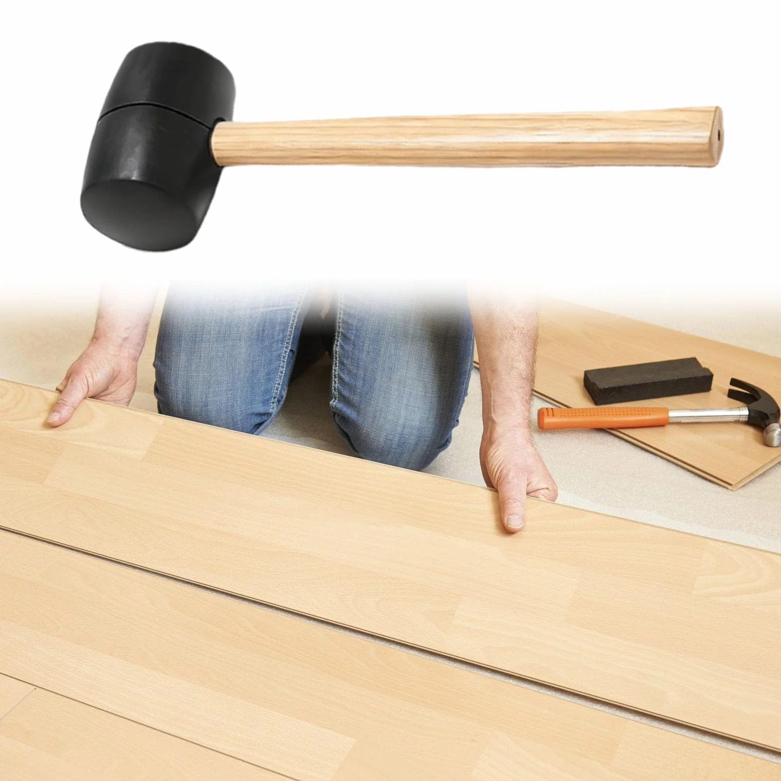 Bloque de roscado para suelos de madera laminados de ingeniería, herramienta de instalación eficiente con mango ergonómico, bloque de roscado para suelos laminados
