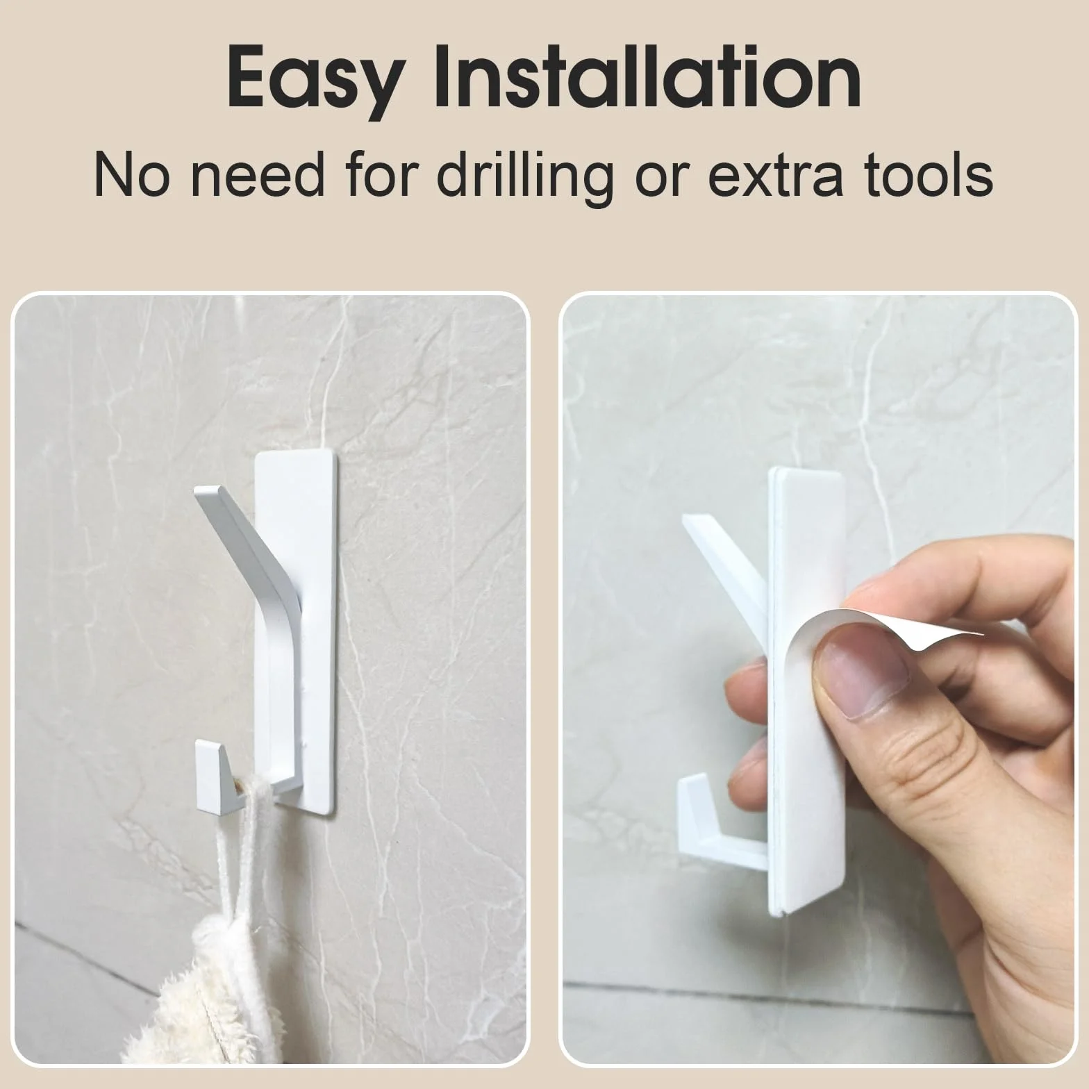 AUXHCYL Ganchos Adhesivos para Pared, 4 Pcs Gancho pared Adhesivo Resistentes para 6 kg, Colgador Adhesivo para Toallas, Abrigos, Sombreros y Bolsos en Baño, Cocina y Ducha (Blanco)