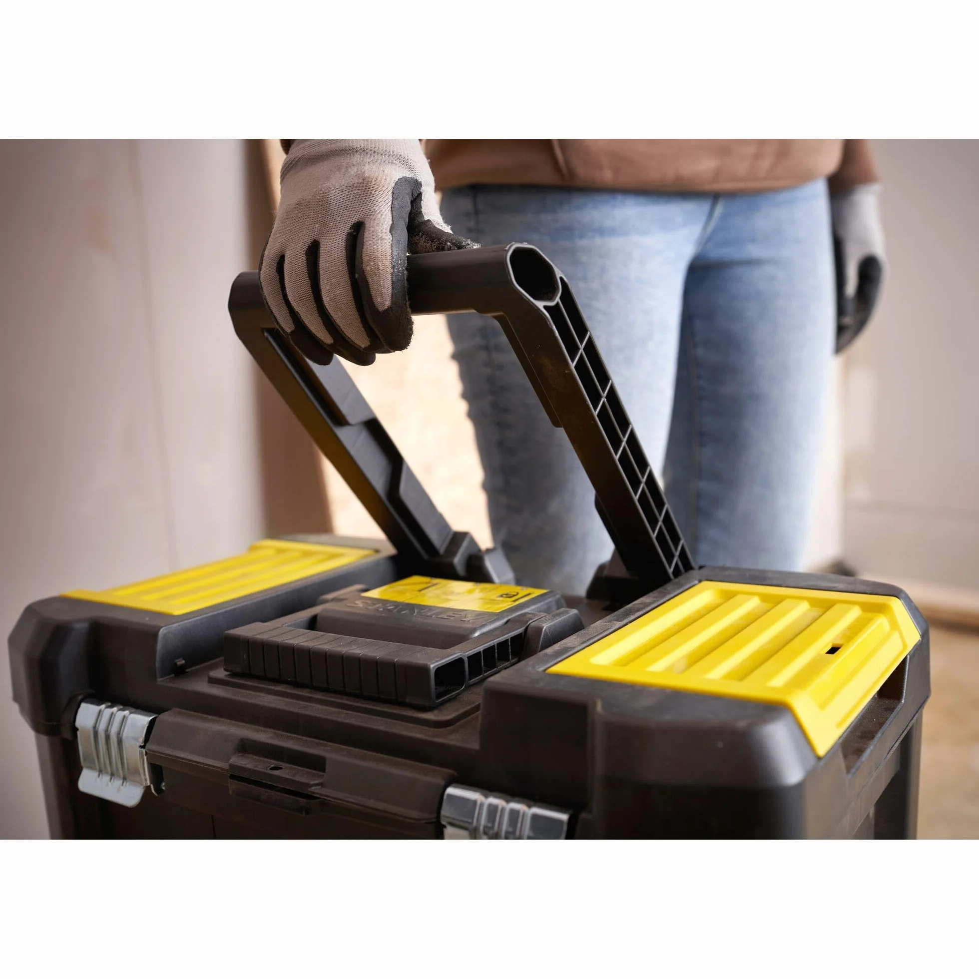 STANLEY Caja de Herramientas Rodante Esencial, Taller Móvil 3 en 1 con Unidades Apilables, Solución Portátil para Herramientas, STST1-80151.