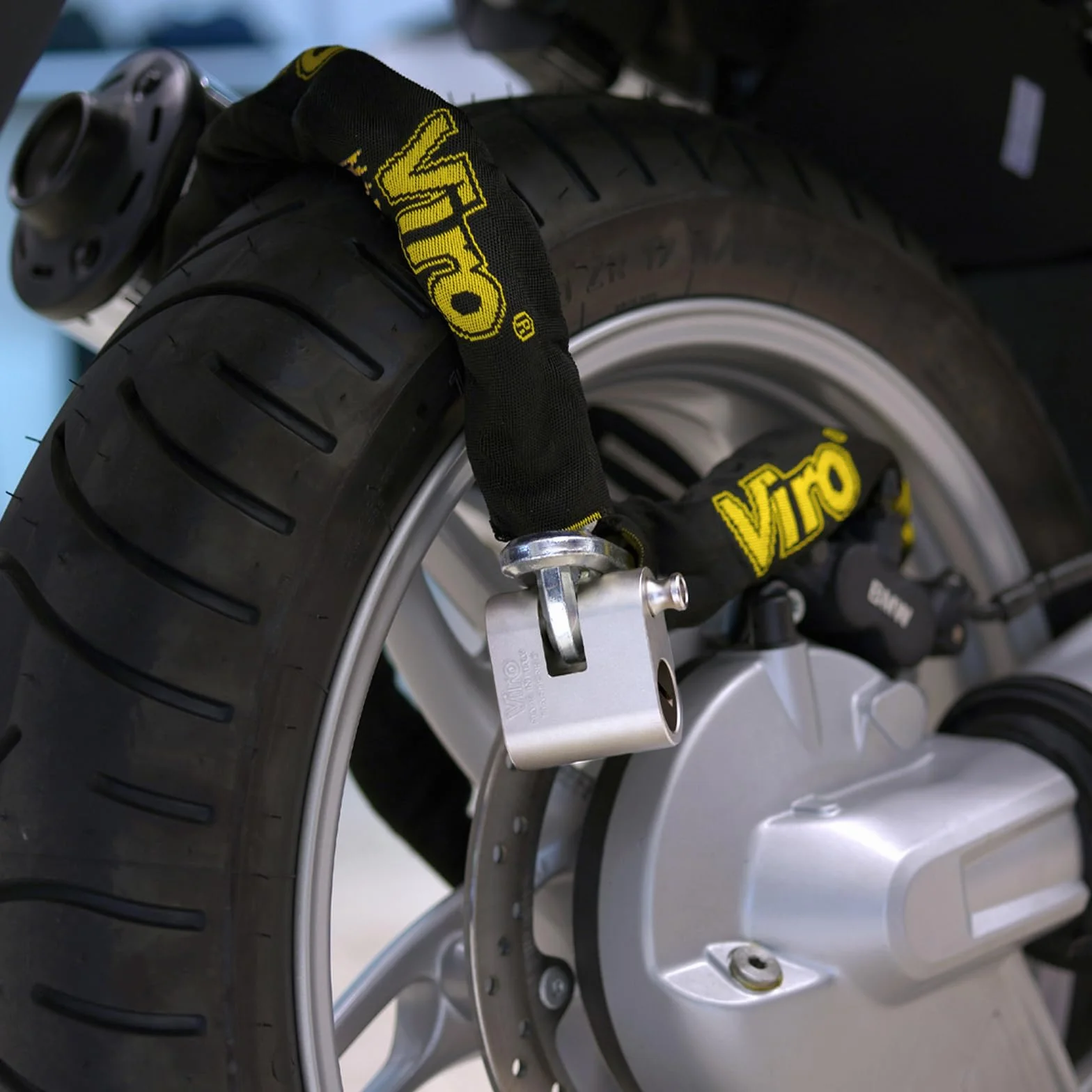 Viro - Cadena antirrobo para motos, scooter y bicicletas con candado "Eurothor" - Cadena n. 4155.180 (180 cm)