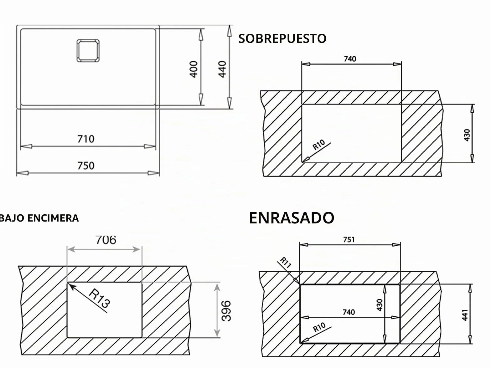 Teka FlexLinea RS15 71.40 - Fregadero Cocina 1 Seno, de 80 cm, Triple Posibilidad de Instalación, Encastre, Enrasar, Bajo Encimera, Acero Inoxidable