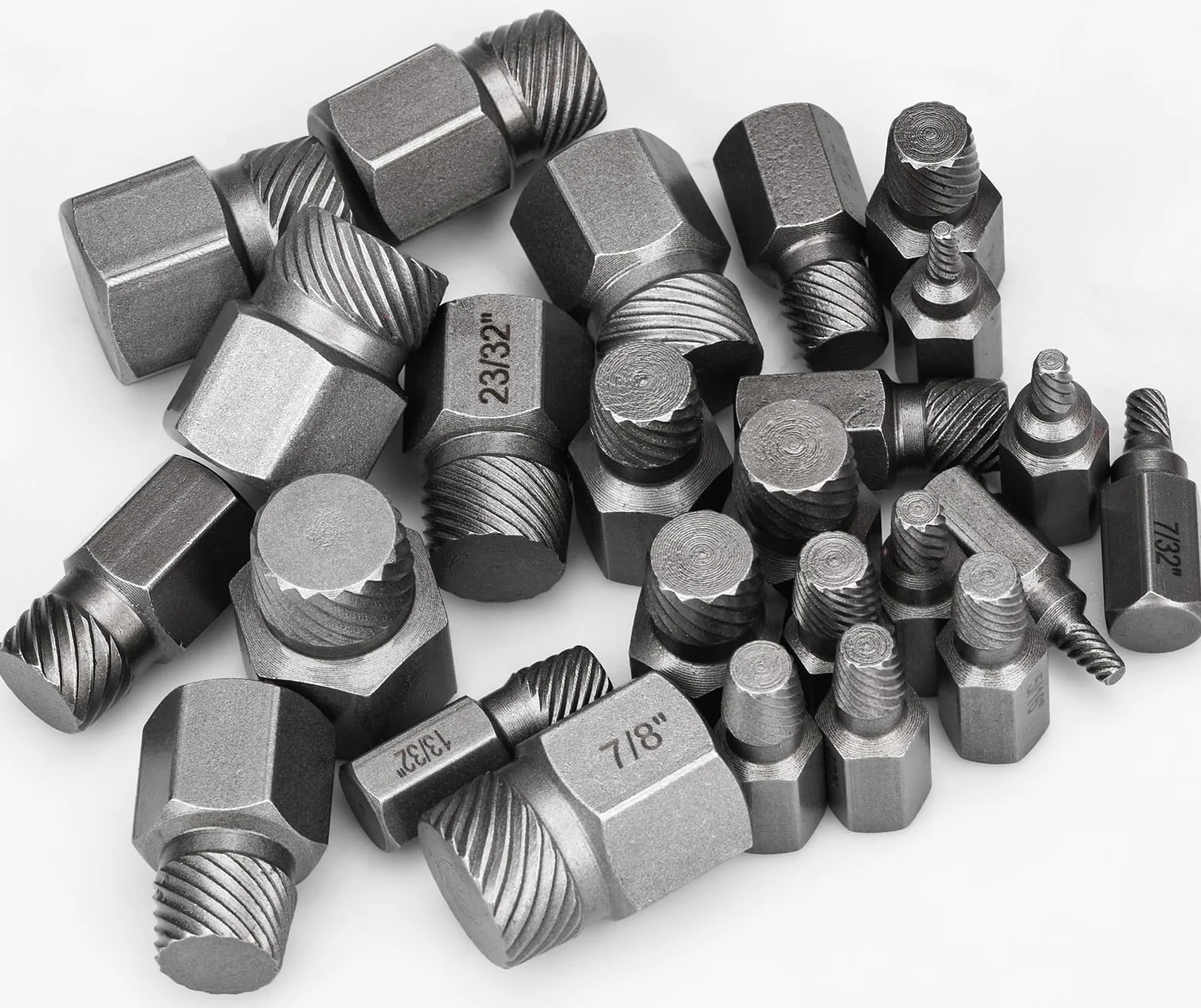 Juego de 25 Extractor de Tornillos, Profesionales Extractor de Tornillos Rotos, Extractores de Tornillos Izquierdos para Remover Pernos, Tornillos y Tornillos de Cabeza Hexagonal Rotos