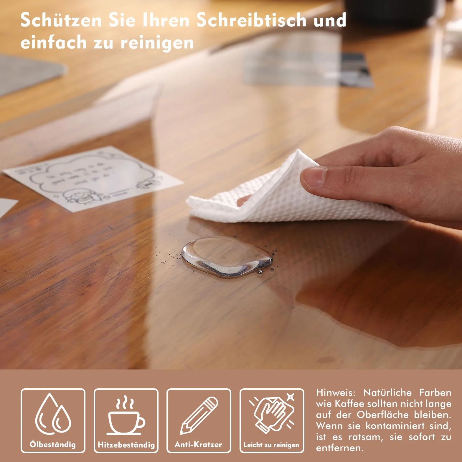 Protector de escritorio transparente PVC 60x35 cm antideslizante impermeable
