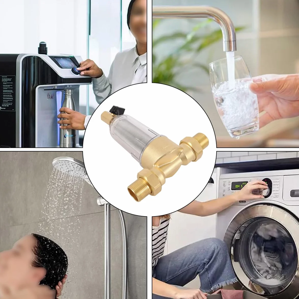 Prefiltro De Agua Para Retrolavado, Filtro De Sedimentos De 3/4 De Pulgada Y 40 Micras Con Adaptador De 1 a 3/4 De Pulgada.