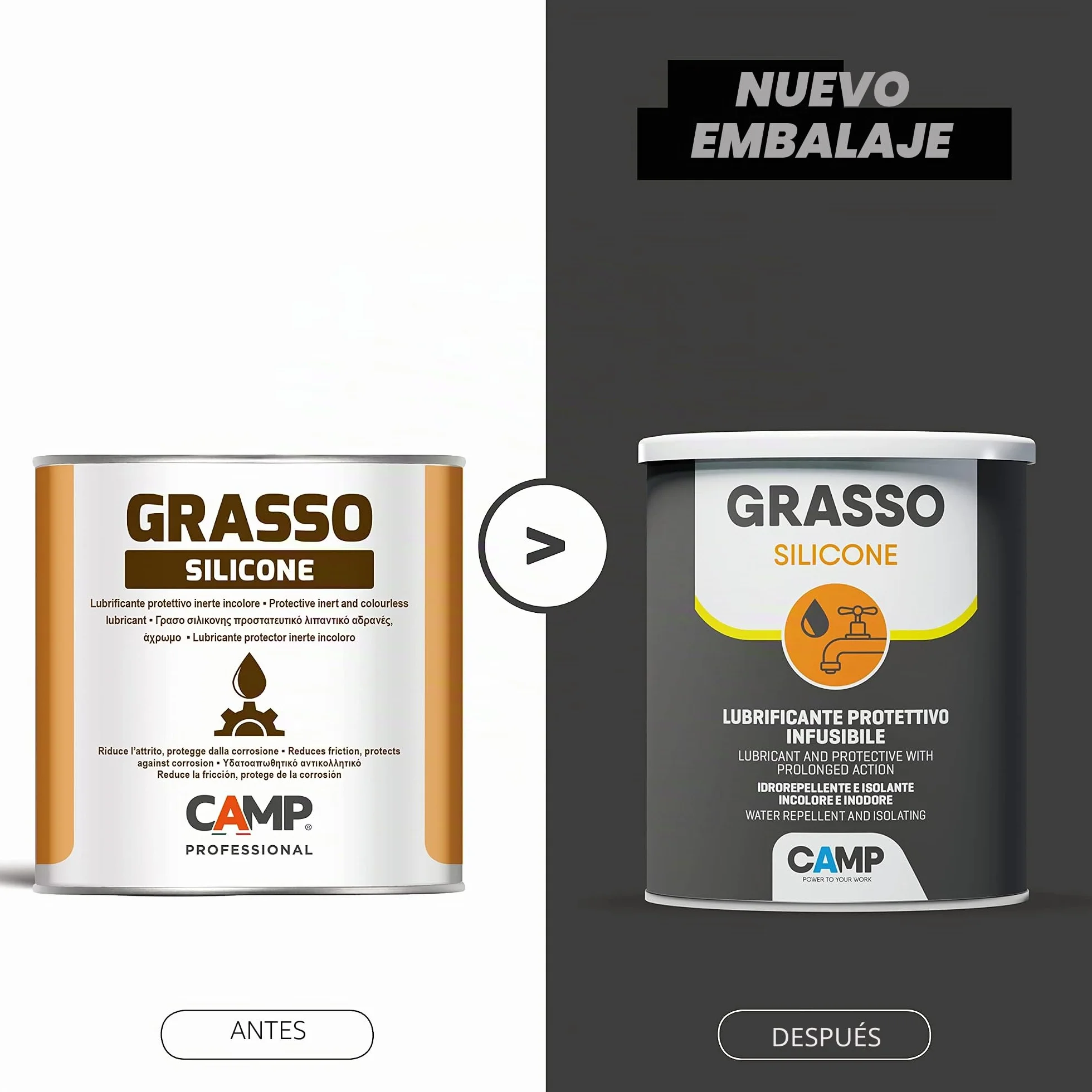 Camp Grasso Silicone, Grasa de Silicona, Lubricante de Silicona, Infusible, Protector, Transparente, Inerte, Inodoro e Hidrorrepelente, 1Kg