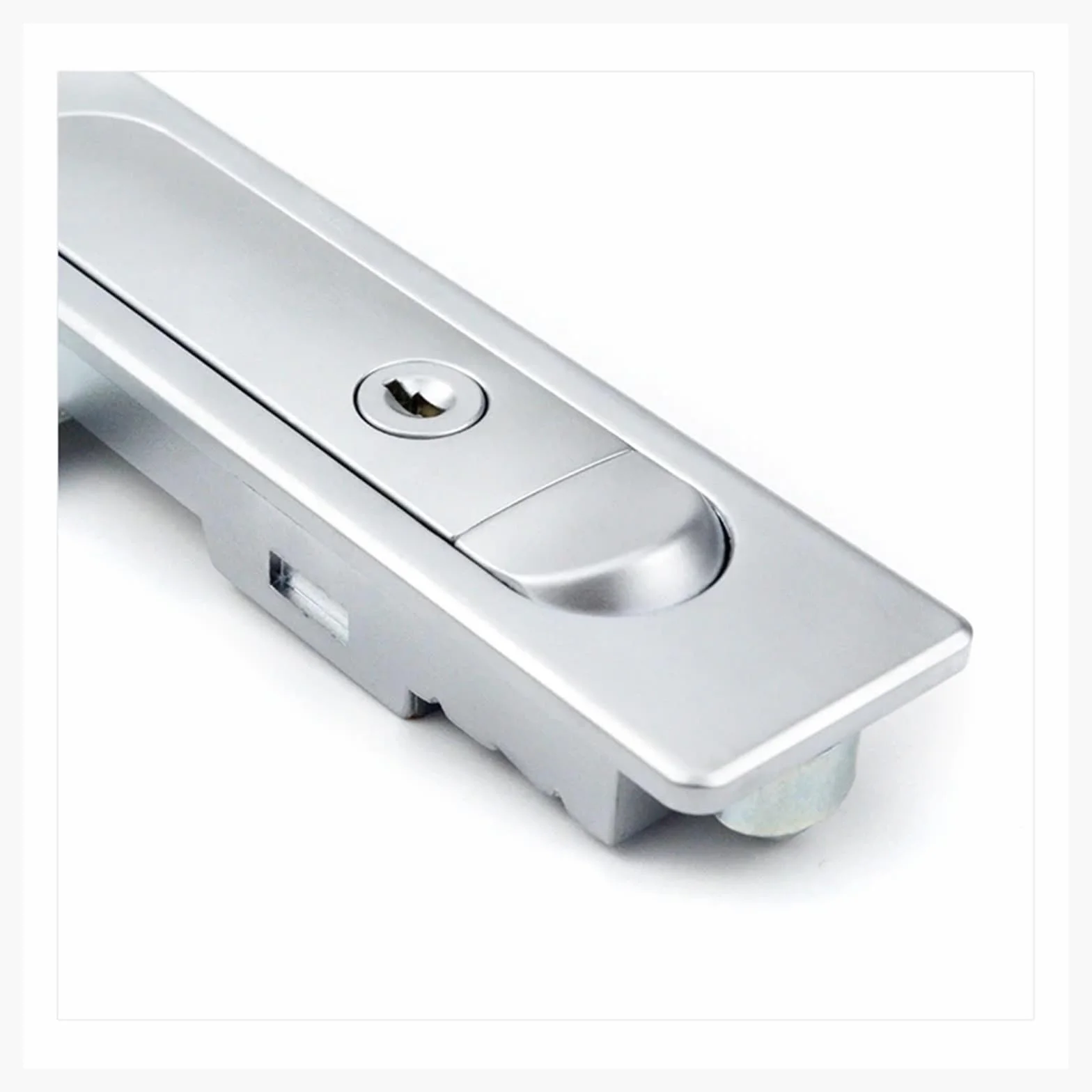 Cerradura plana, cerradura de botón Industrial, cerradura de gabinete de red de comunicación de información eléctrica, 1 Uds.(Silvery,With key)