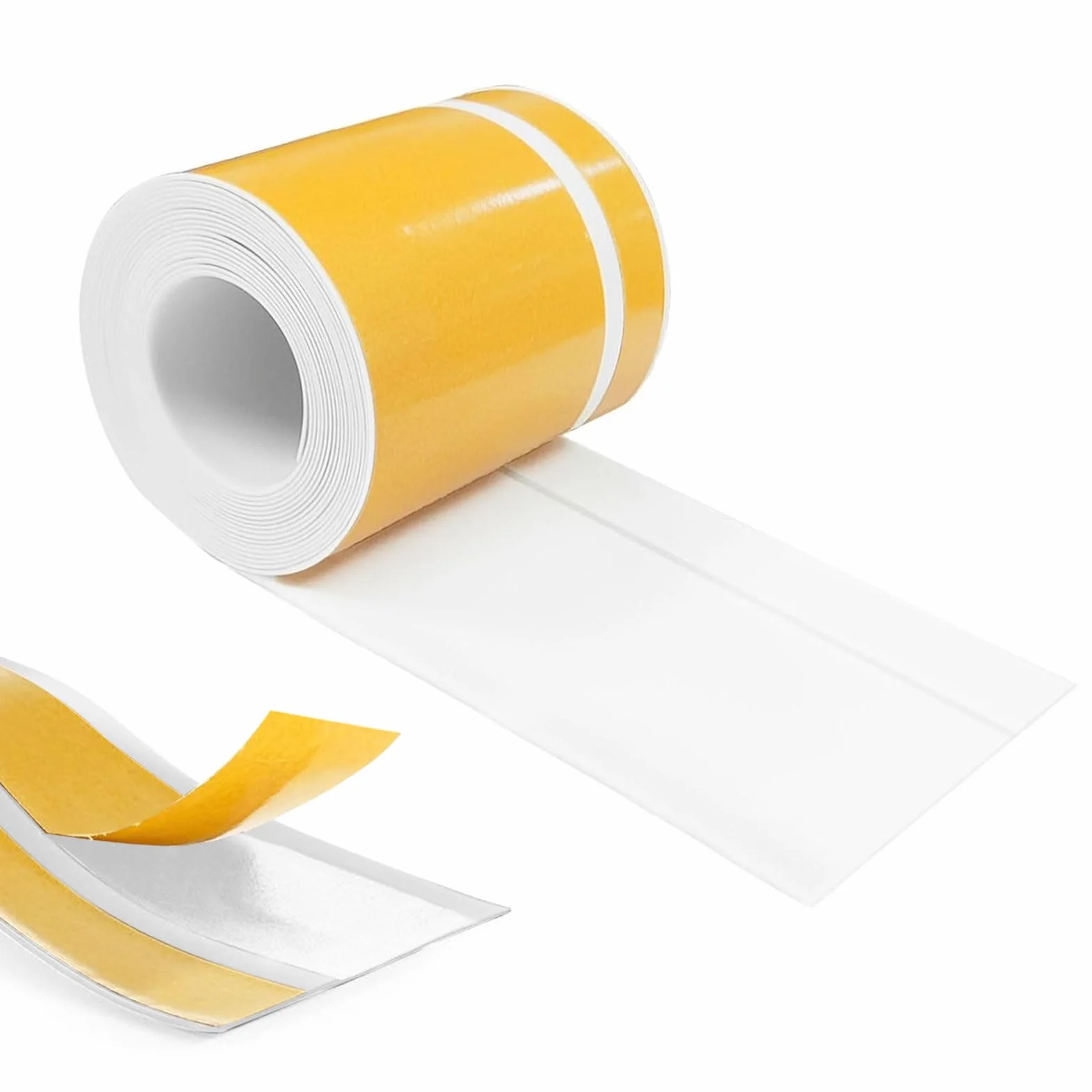 Rodapié PVC Autoadhesivo Antimoho 70 mm x 20 mm x 12 m, Flexible Impermeable Fácil Instalación para Cocina Baño Oficina, Blanco