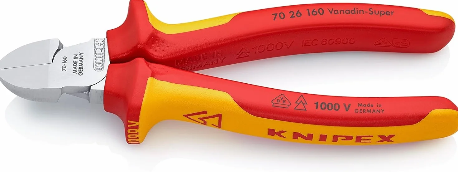 KNIPEX Alicate de corte diagonal cromado aislados con fundas multicomponentes, según norma VDE 160 mm, 70 26 160