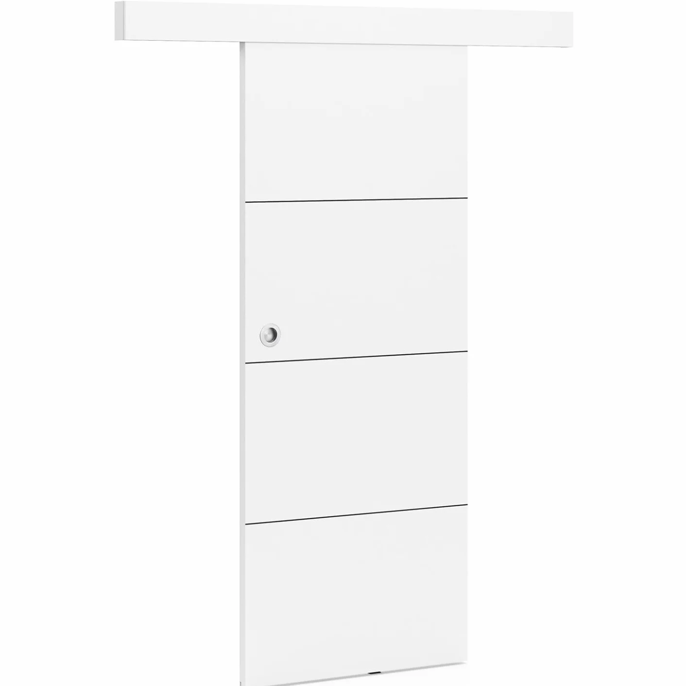 IDMarket - Juego de puerta corredera blanca de 83 cm con riel y fijaciones