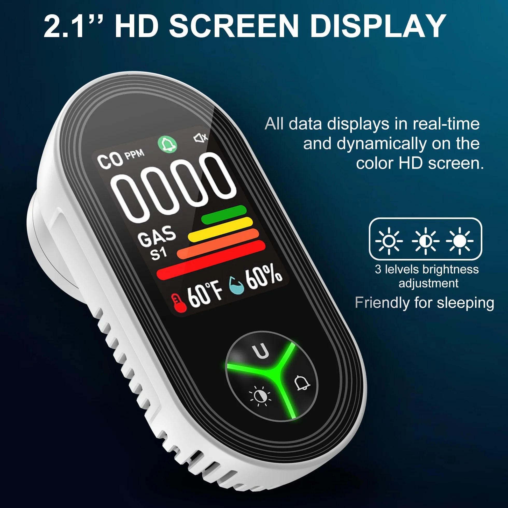 Detector de Gas y Monóxido de Carbono con Enchufe para Hogar, Alarma de CO para Casa, Alarma de Gas Combustible para Gas Natural LPG Metano Propano Butano, Blanco, PTH-24E