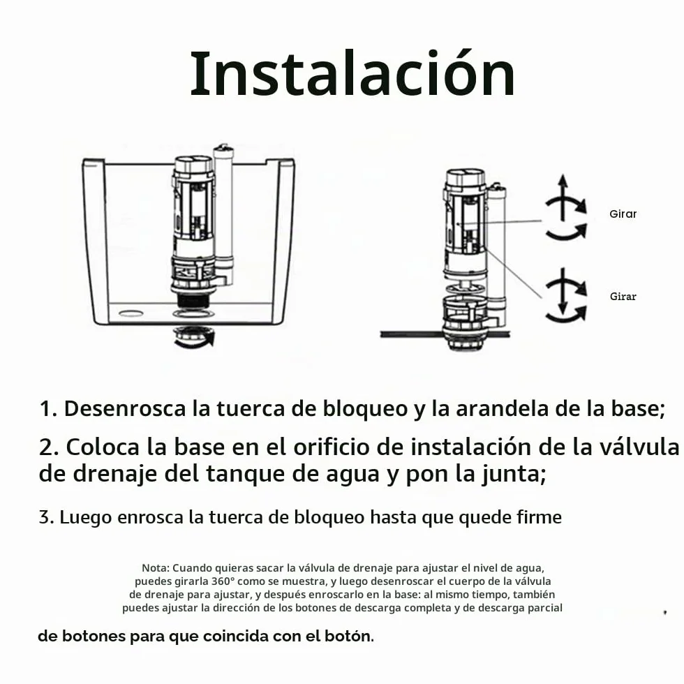 Conjunto de válvula de repuesto para válvulas de descarga de inodoro de 29 cm para reparación de válvula de drenaje de descarga doble de una pieza