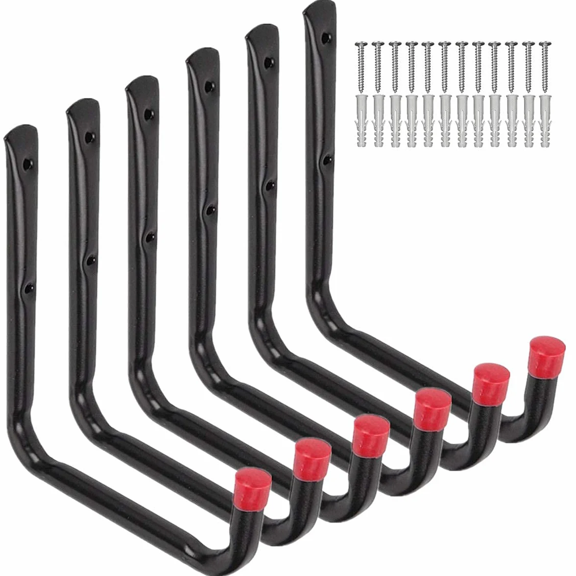 Ganchos para uso general de almacenamiento en el garaje de acero para servicio pesado, perchas en U para montaje en pared, para escaleras Otros artículos voluminosos (6 piezas, gancho de 7.2 ")