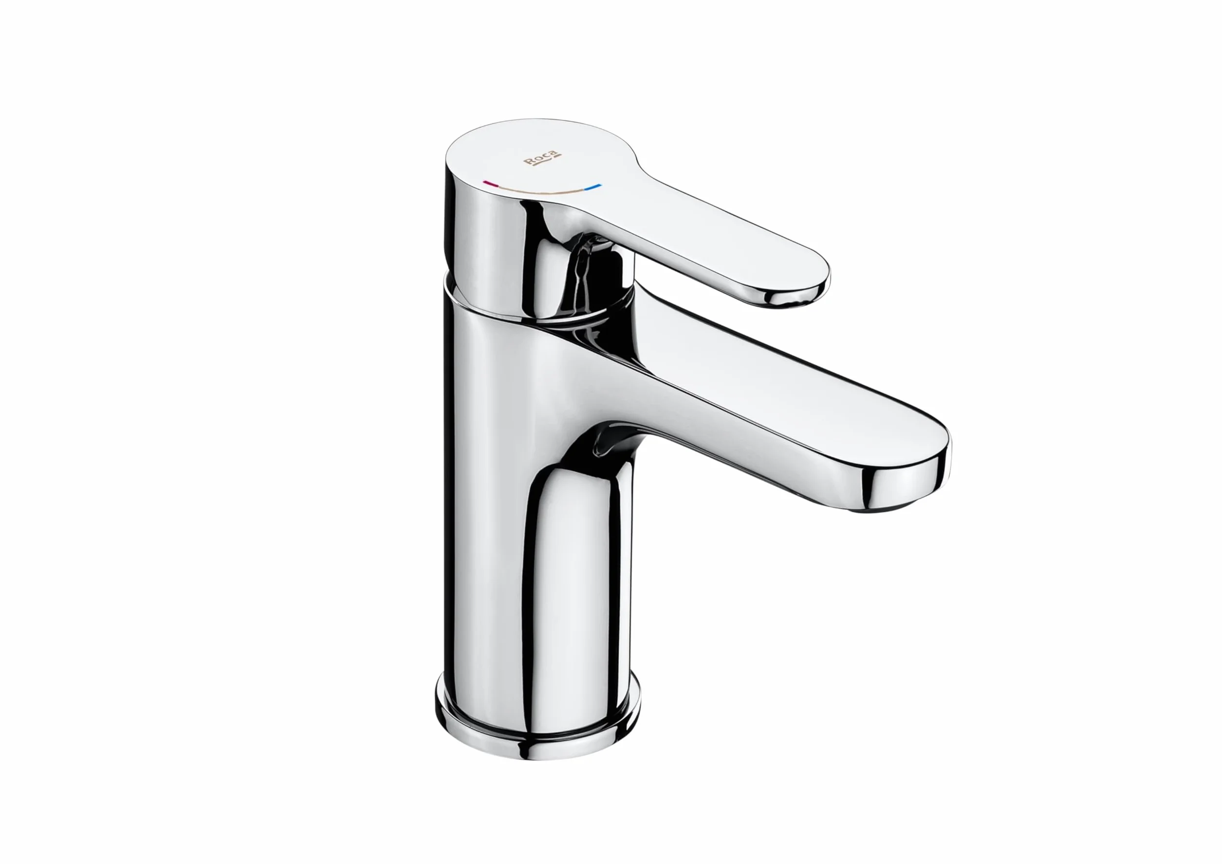 Roca L20 Grifería para lavabo con tecnología Cold Start, grifo monomando de repisa con enlaces de alimentación flexibles, mezclador para cuarto de baño de fácil instalación, cromado, A5A3K09C00