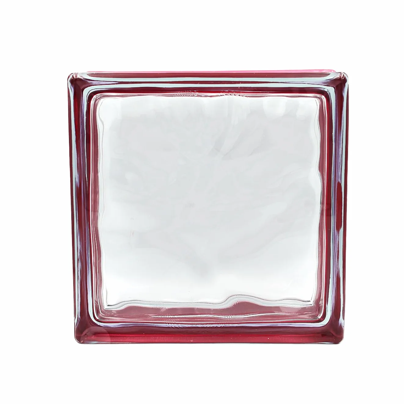 Bloque de vidrio Reflejos Ondulado color Rojo | cm 19x19x8 | Unidad de venta 1 caja de 6 pzas | Euro/pza. 5,50