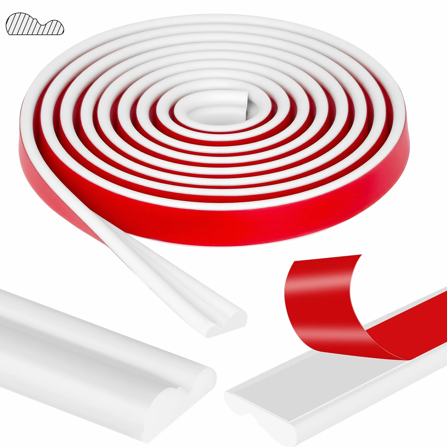 Listones Autoadhesivos para Pared 2.2cm x 3m Molduras Decorativas Flexibles Blanco