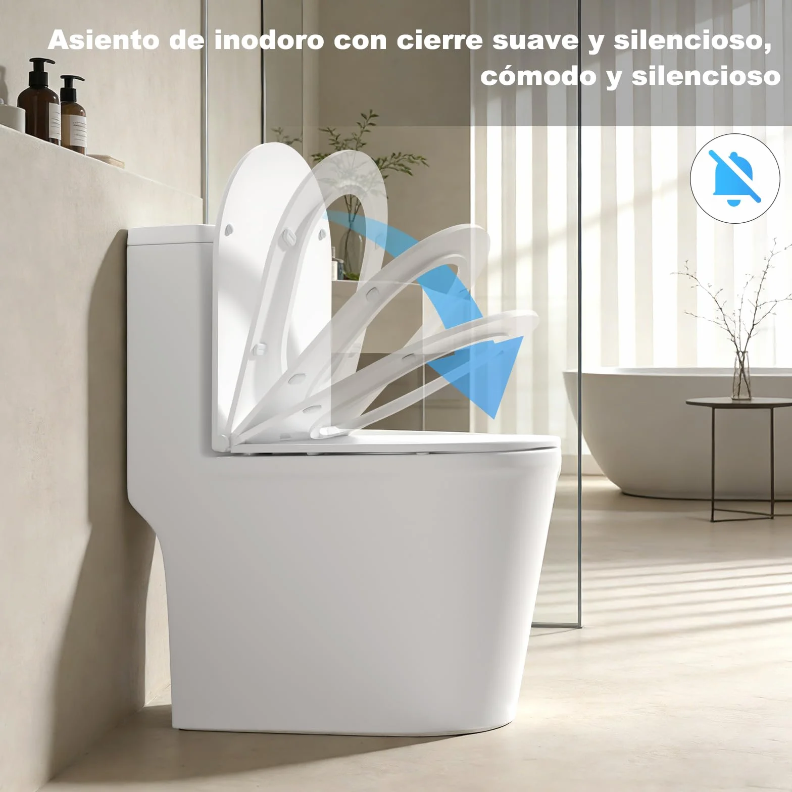 SURFOU Asiento de Inodoro Universal en Forma de D, Duroplast, Cierre Suave, 200 kg, Desmontaje Rápido