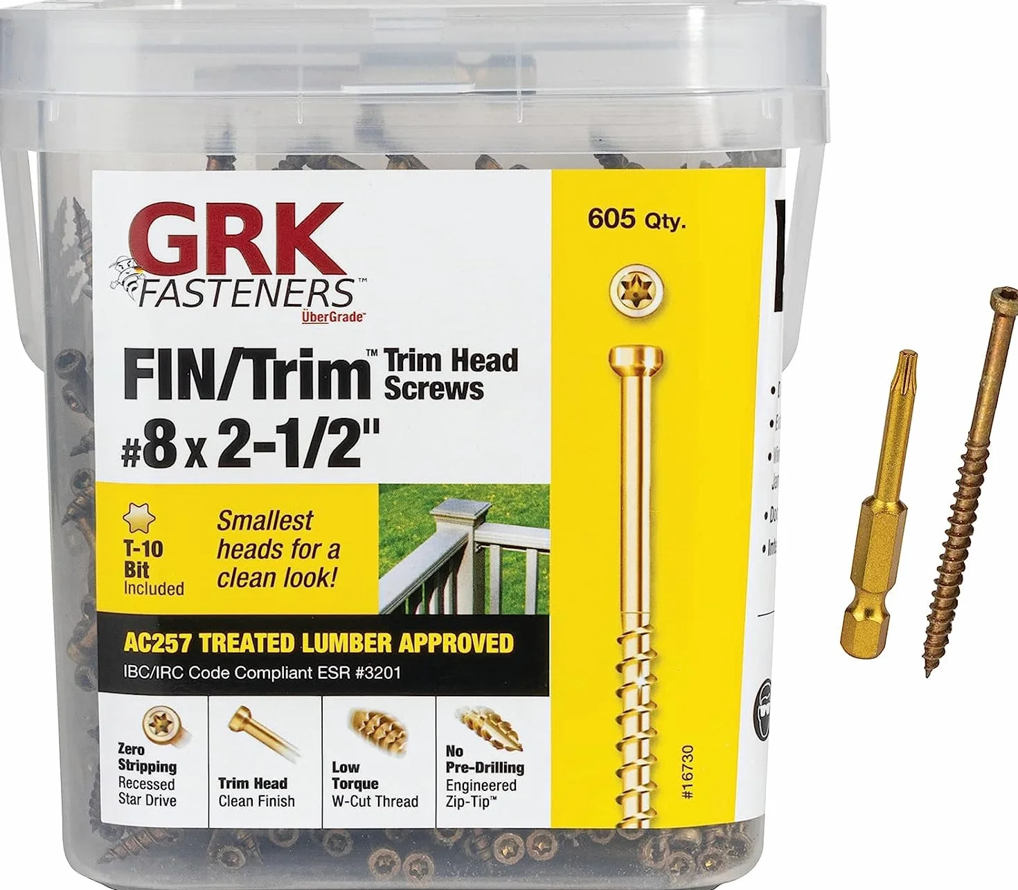 GRK fths8212 – 5 borde Pro 8 FIN por 2 – 1/2-inch tornillos de cabeza, 605 tornillos por cubo