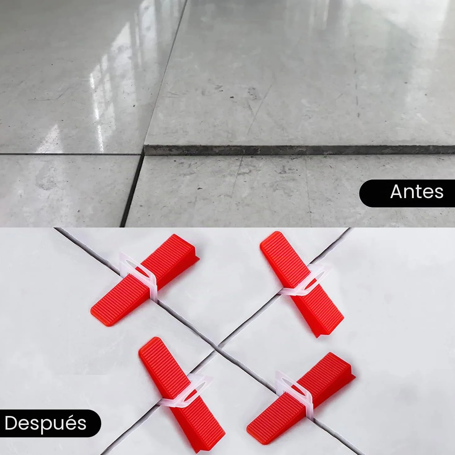 Sistema de nivelación de azulejos,400 lengüetas de1.5 mm, 100 cuñas reutilizables espaciador, güetas para azulejos con un grosor de 3 a 12 mm. (1.5MM)