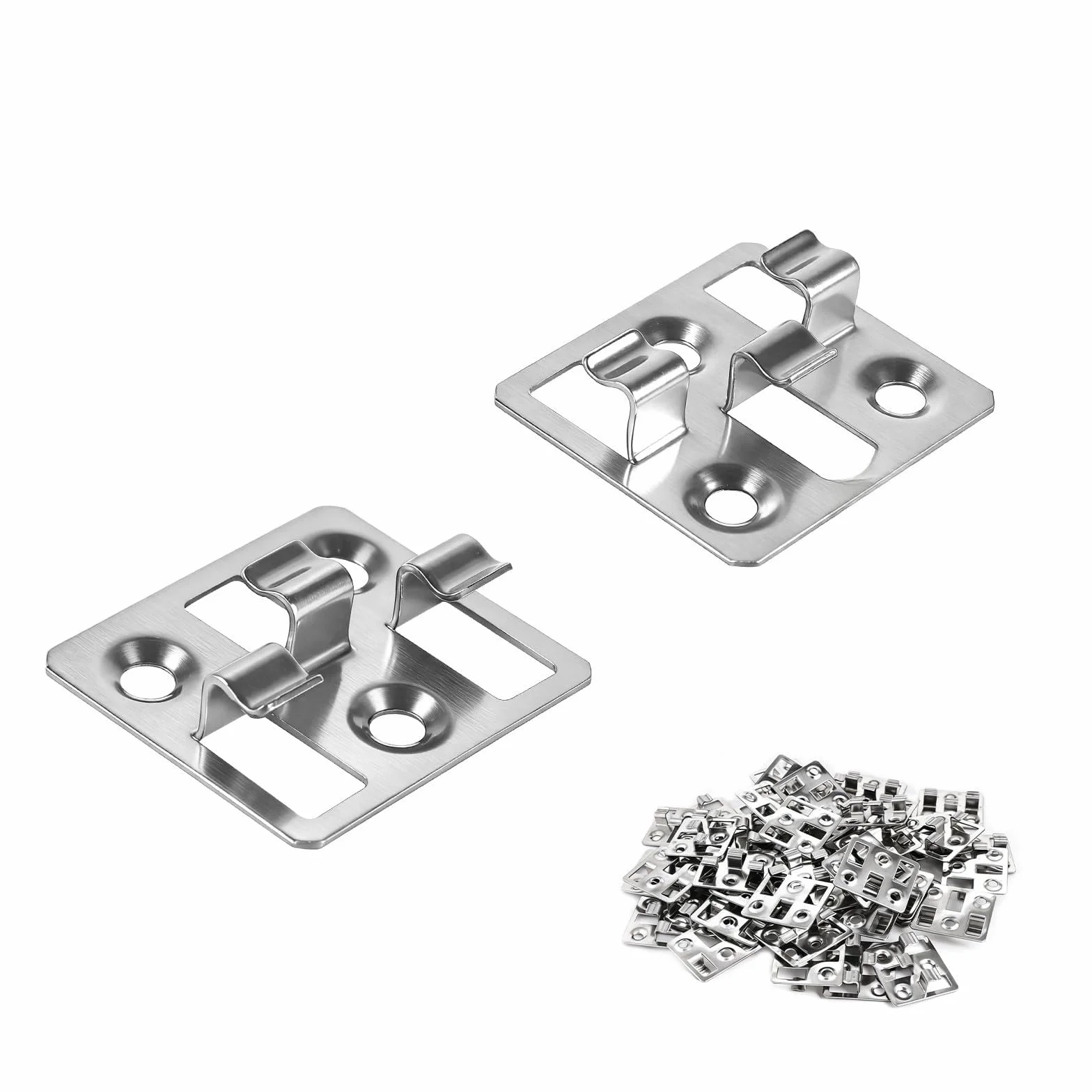 100 unidades Clips de fijación para tarimas WPC en acero inoxidable, Clips ocultos, Separadores para fijación de tarimas WPC/BPC (Plateado, Espacio 3mm, Altura 9mm)