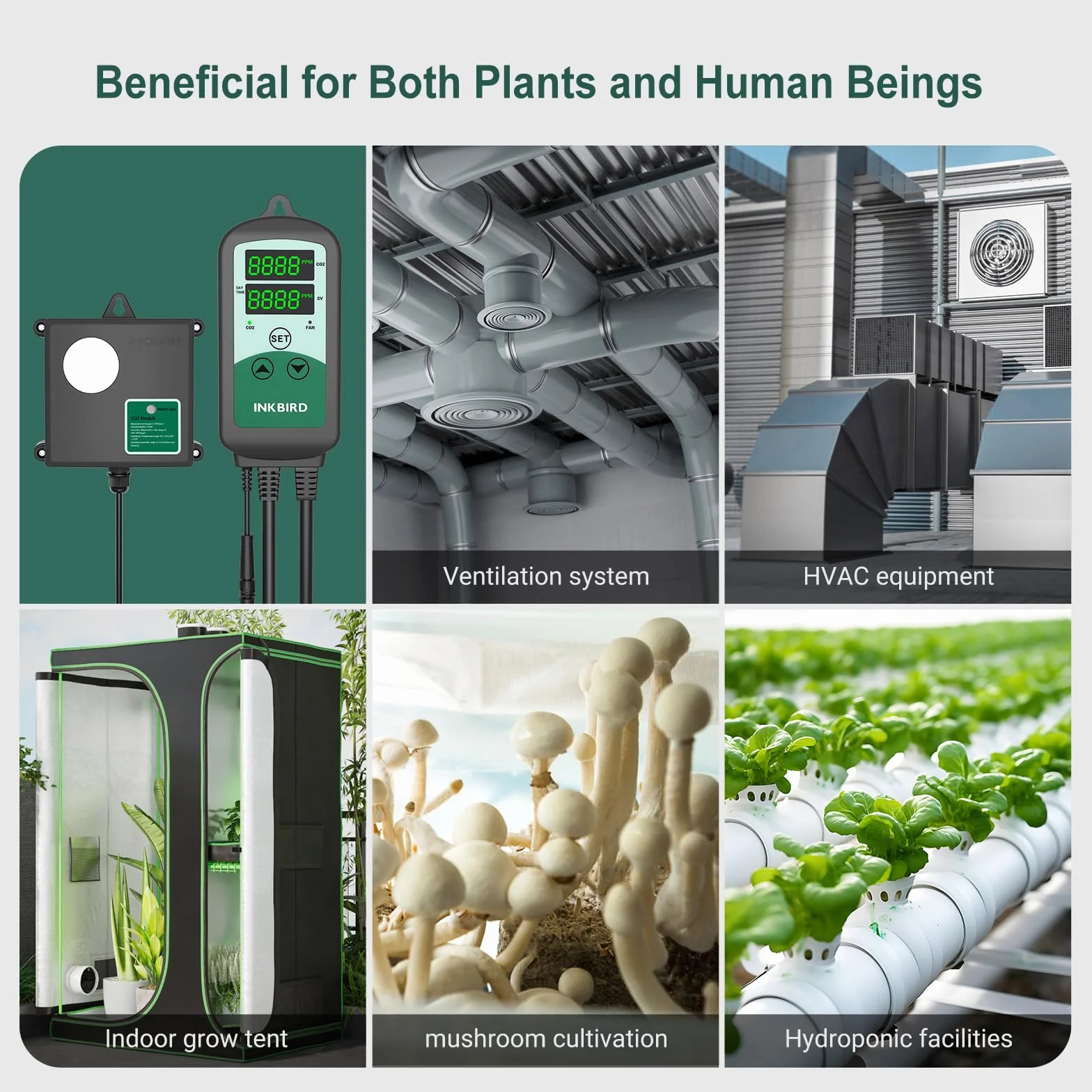 Inkbird ICC-510 Controlador de CO2 Medidor de CO2 para Cultivo Invernadero