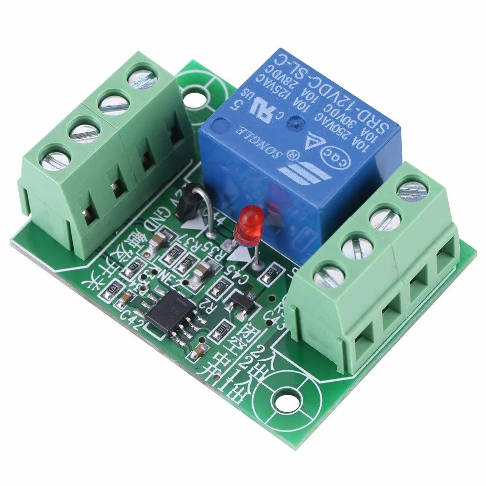 Akozon Módulo de control de relé interruptor biestable de circuito Relé biestable 12V biestable de un solo canal de CC de 12V