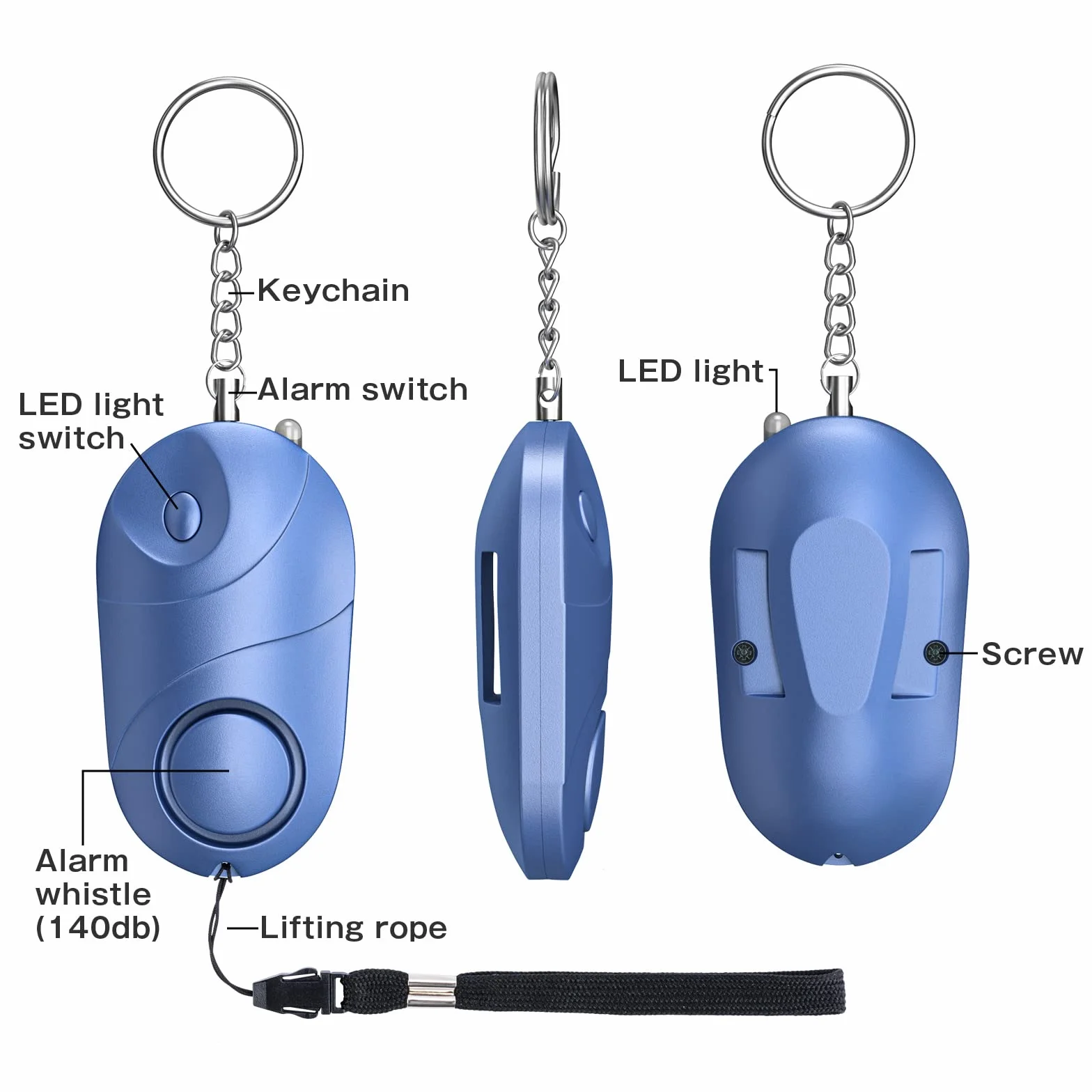 Alarma Personal Qoosea Sonido Seguro Safesound Alarma de Seguridad Personal Llavero Sirena 140 dB con luz LED, Alarma de Seguridad de Autodefensa de Emergencia para Niños/Mujeres/Ancianos/Estudiantes