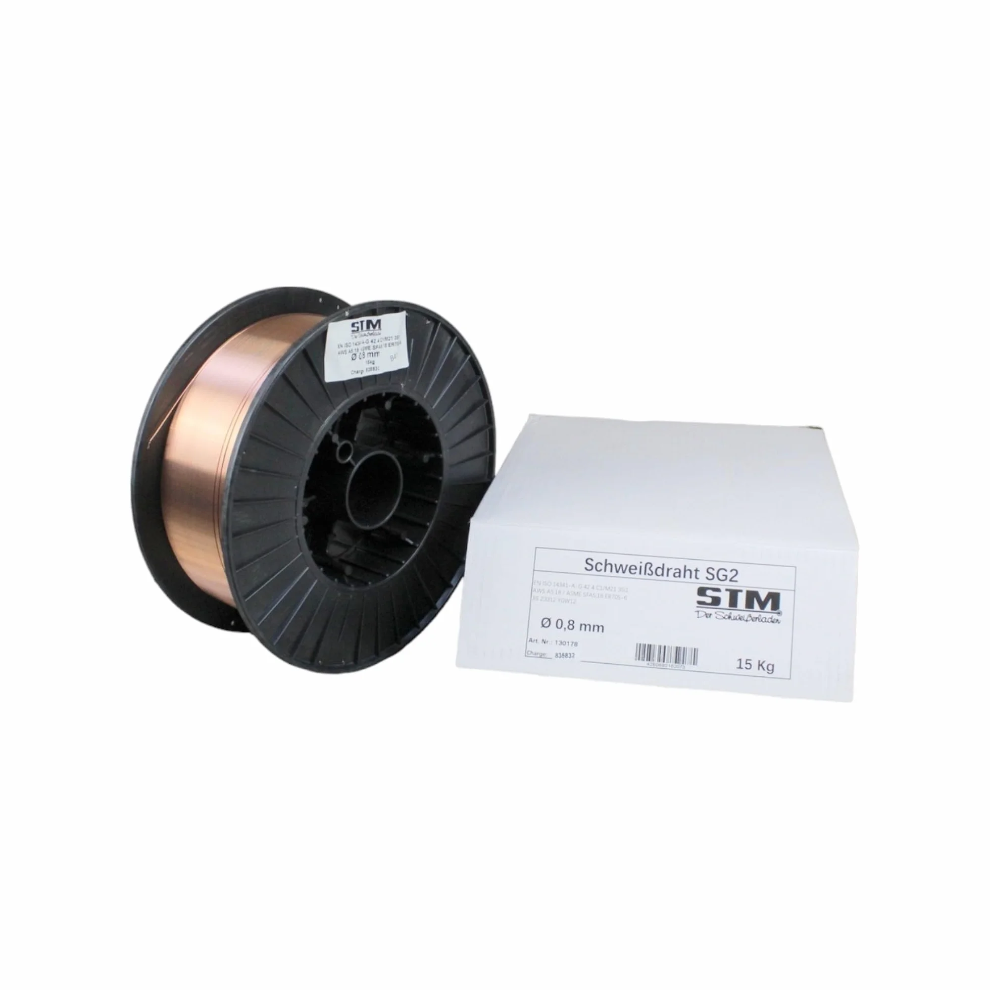 Alambre de soldadura de gas de protección, SG2, 0,8 mm, CO2, G3Si1, MIG/MAG, 15 kg, K300