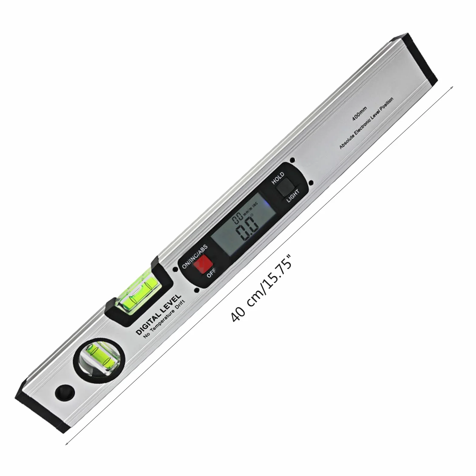 Nivel de Burbuja Buscador Digital de Aluminio Transportador 360° LCD Digital retroiluminado de 16 Pulgadas con Burbuja Horizontal y Vertical