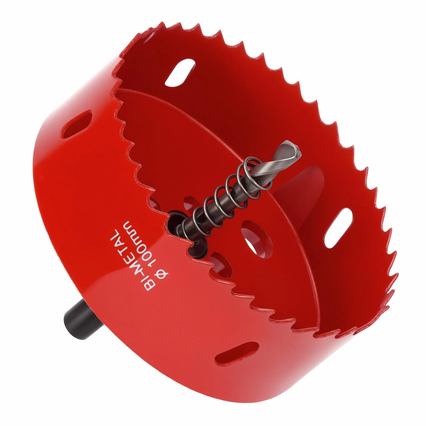 QWORK® Sierra corona100mm, M42 HSS sierra de agujero bimetálico, con vástago hexagonal y broca para aluminio, hierro y madera