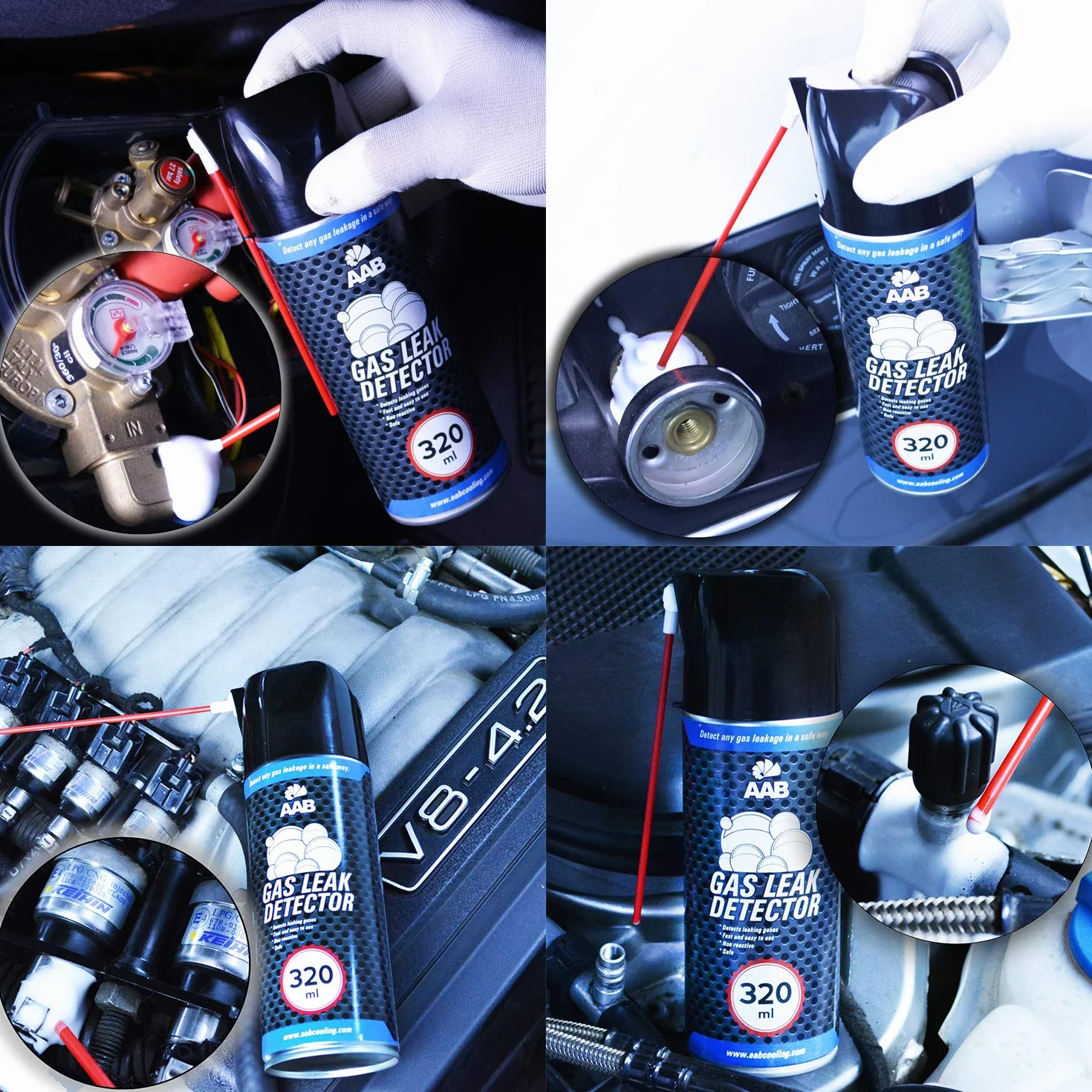 AABCOOLING Gas Leak Detector 320ml - Trabaja en Cualquier Posición, Detectores de Gas, Detector Fugas Gas Butano, Busca Fugas Gas, Detector Fugas Aire Acondicionado, Detector Gas