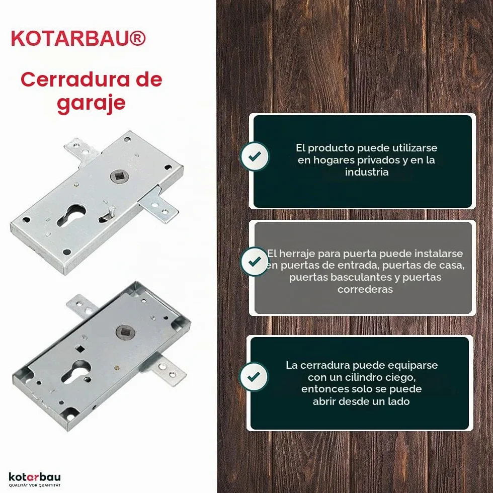 KOTARBAU® Cerradura para puertas de garaje batientes, puertas de entrada a almacenes, rejas, Cerradura de embutir, Cerradura para puertas y portones 60 mm, Cerradura para portones y puertas de acceso