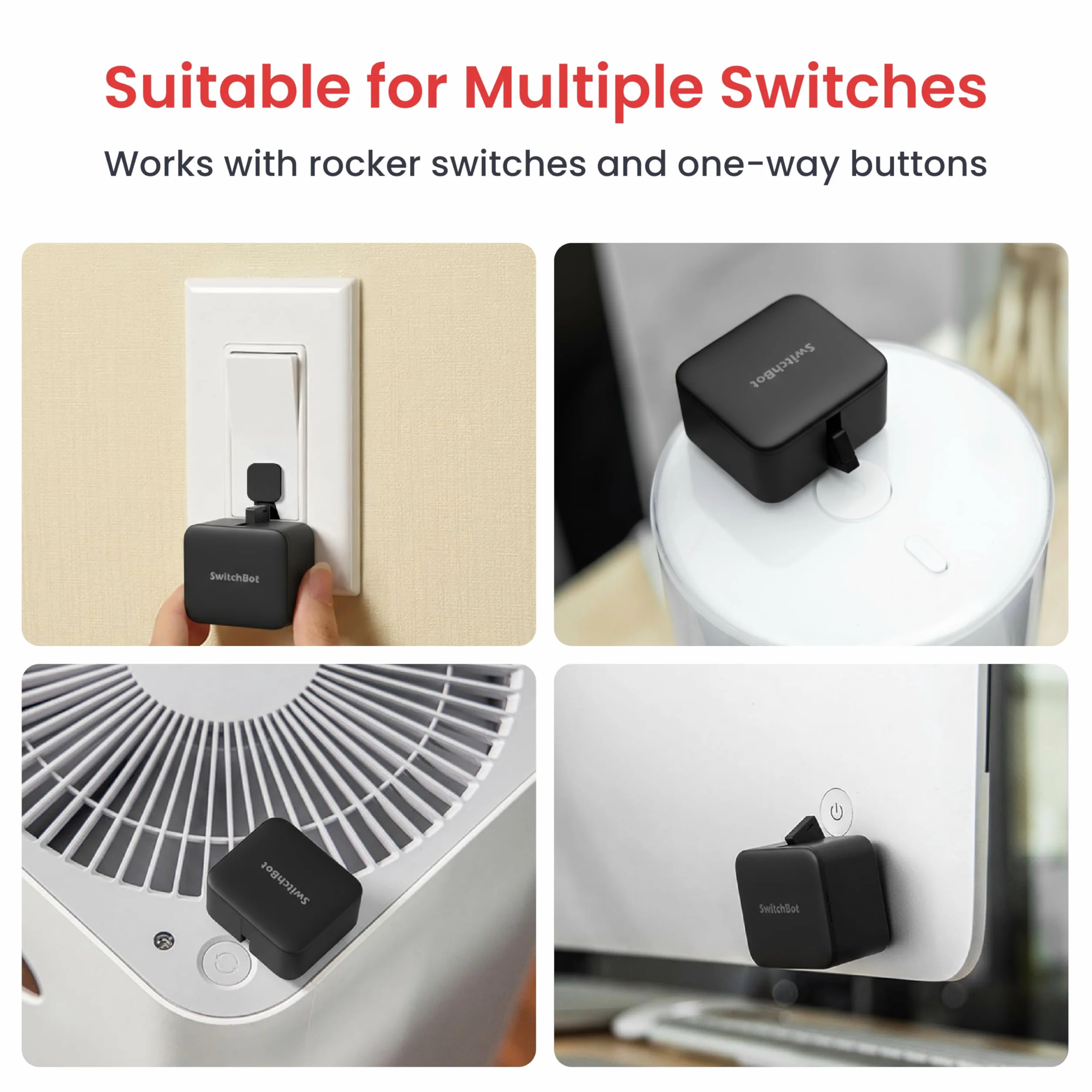 SwitchBot Smart Switch Button Pusher - Bluetooth App o Control de Temporizador, Fácil de Usar con 3 Modos, Necesita SwitchBot Hub para ser Compatible con Alexa, Google Assistant, Siri, IFTTT (Negro)