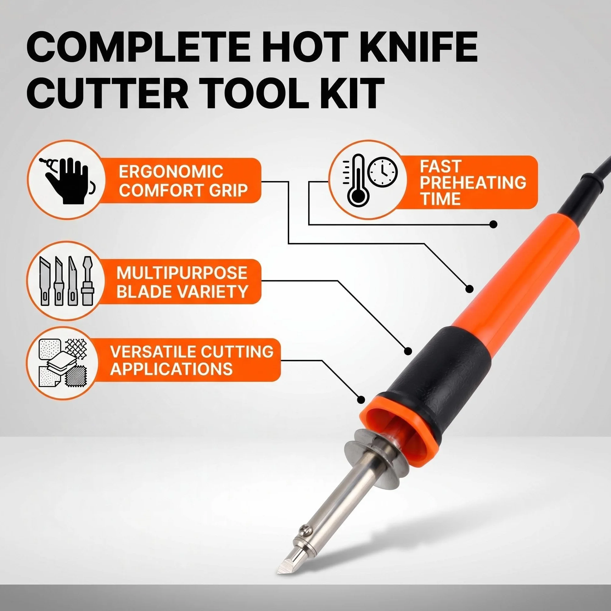Kit de Herramientas Eléctricas para Cortar Cuchillos Calientes, Kit Eléctrico para Quemar Madera, Soporte de Metal, Cortador de Espuma para Cuchillos Calientes para (Enchufe