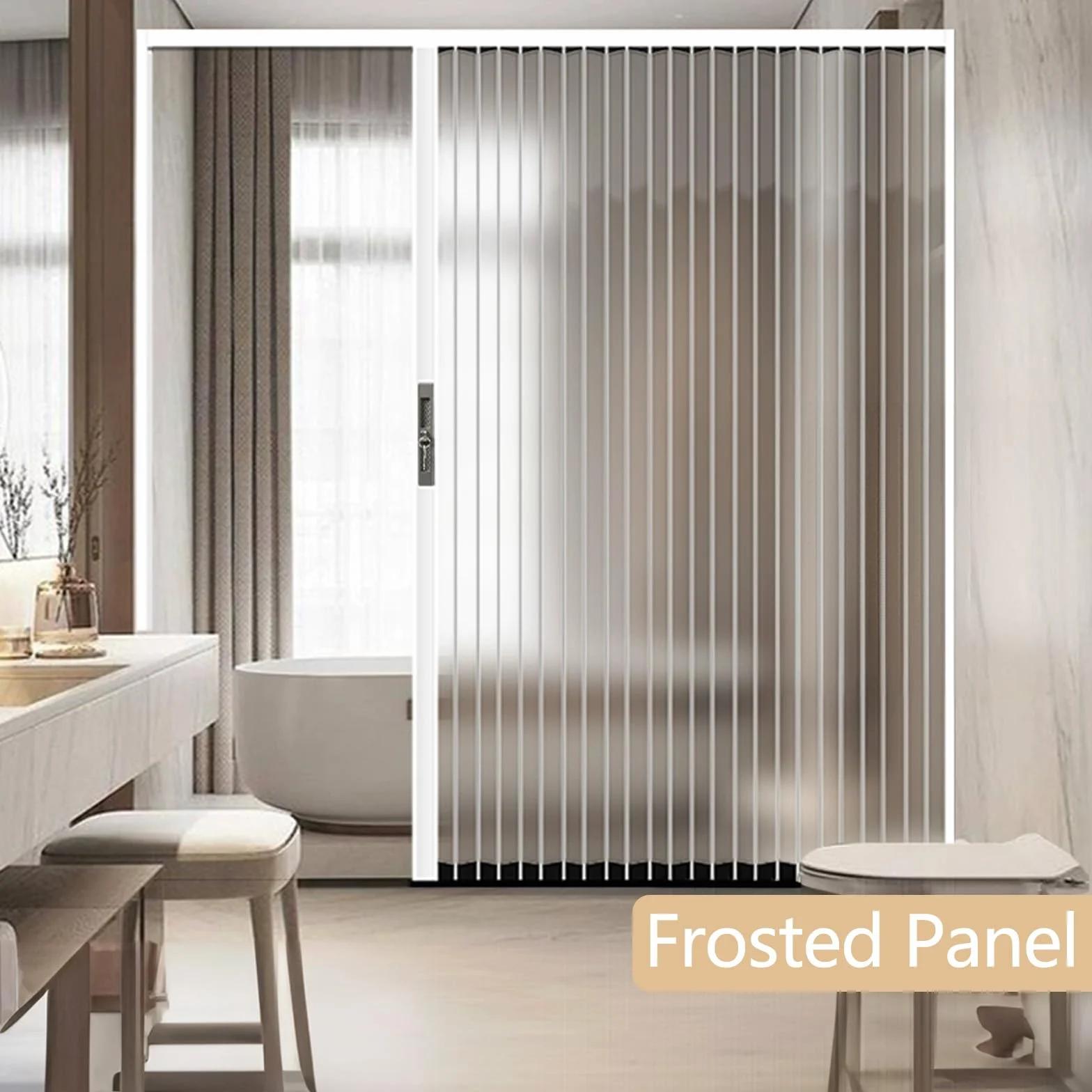 Puerta Corredera Plegable, Puerta Acordeón Interior Transparente sin Taladrar con Cerradura, Marco de Aluminio y Panel Acrílico, Separador de Ambientes para Baño Cocina Armario Patio