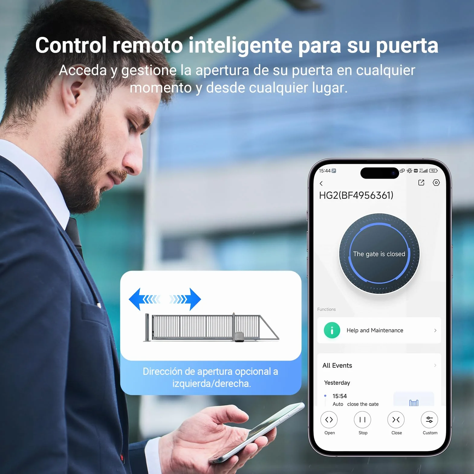 EZVIZ Motor Puertas Correderas Exterior 400 kg, con 4 Metros Cremallera de Nailon y Acero, Dos Mandos a distancia, una Luz de Alarma, Wi-Fi/Bluetooth, Instalación de dos cables, Impermeable, HG2 400