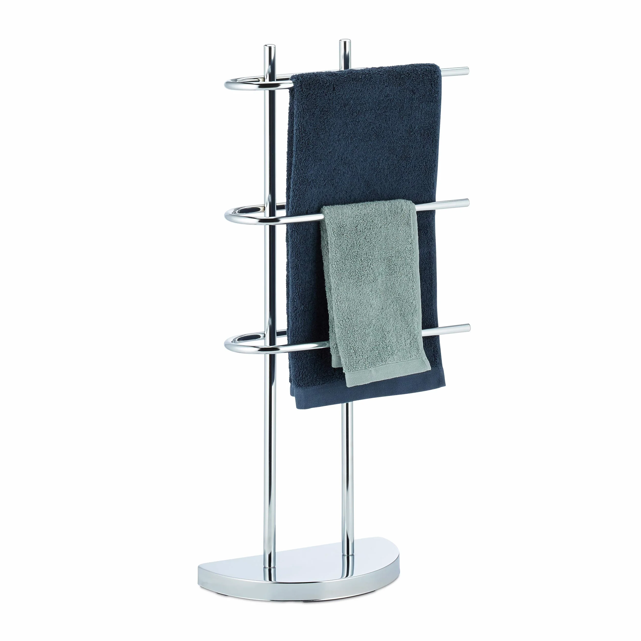 Relaxdays Toallero de Pie Semicircular Cromado, Hierro, Plateado, 83x40x18 cm